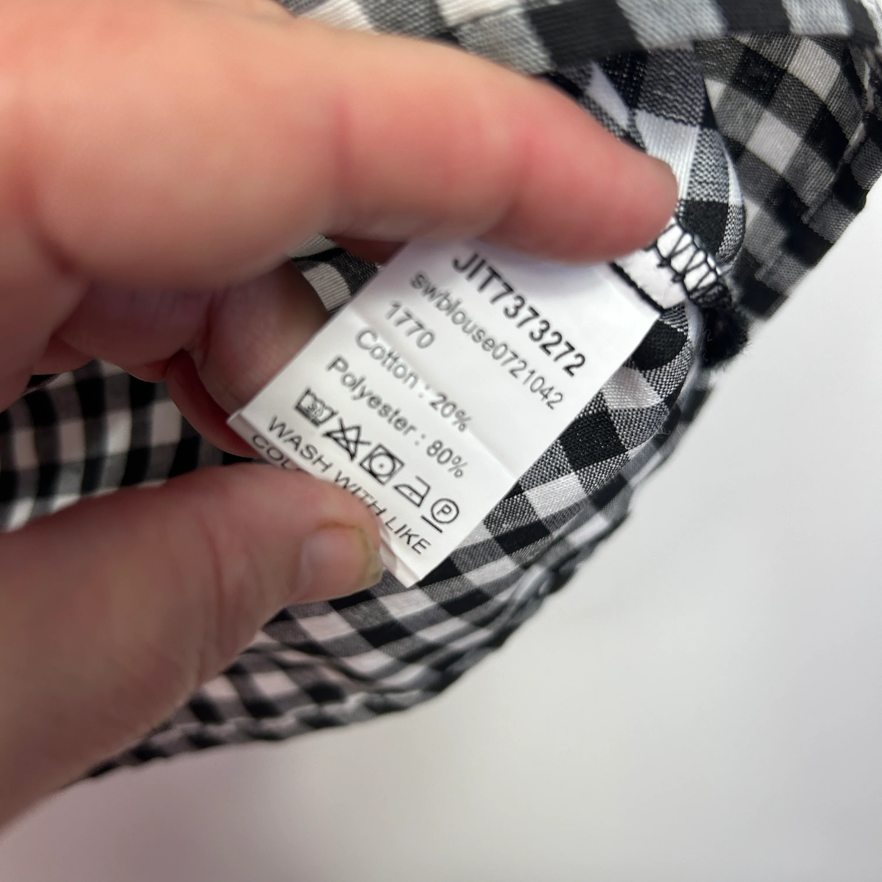 Shein Top Size 14 16 XL Black White Gingham Check Short Sleeve - Image 4