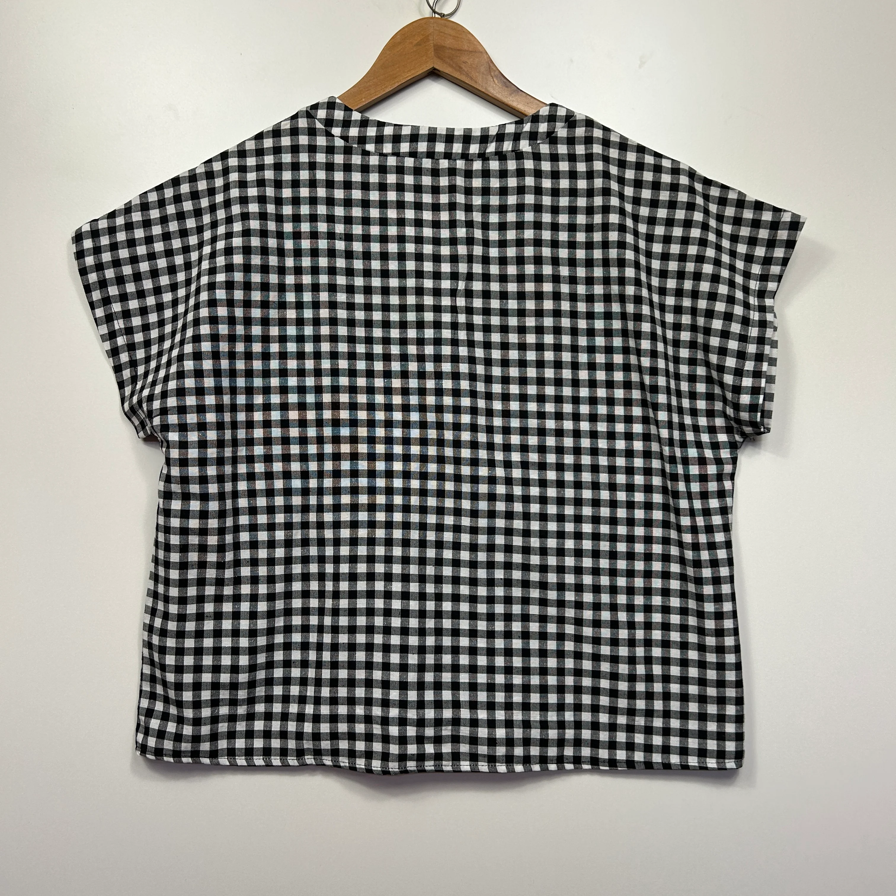 Shein Top Size 14 16 XL Black White Gingham Check Short Sleeve - Image 5