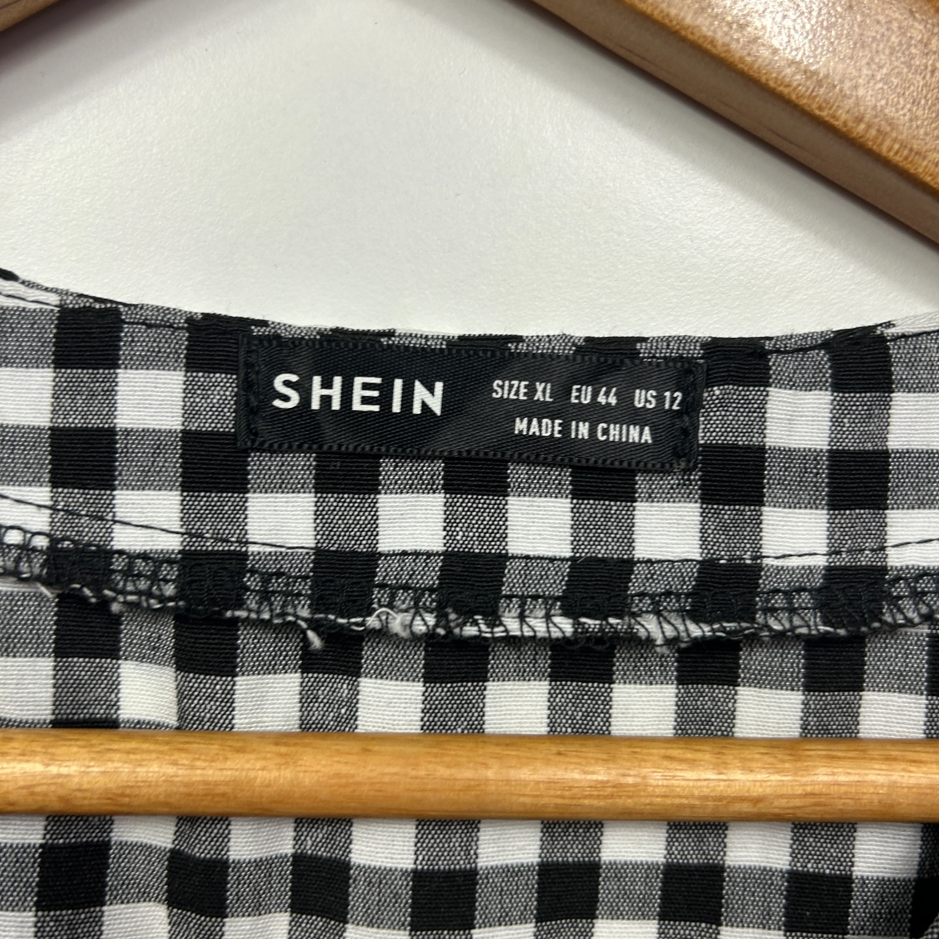 Shein Top Size 14 16 XL Black White Gingham Check Short Sleeve - Image 8