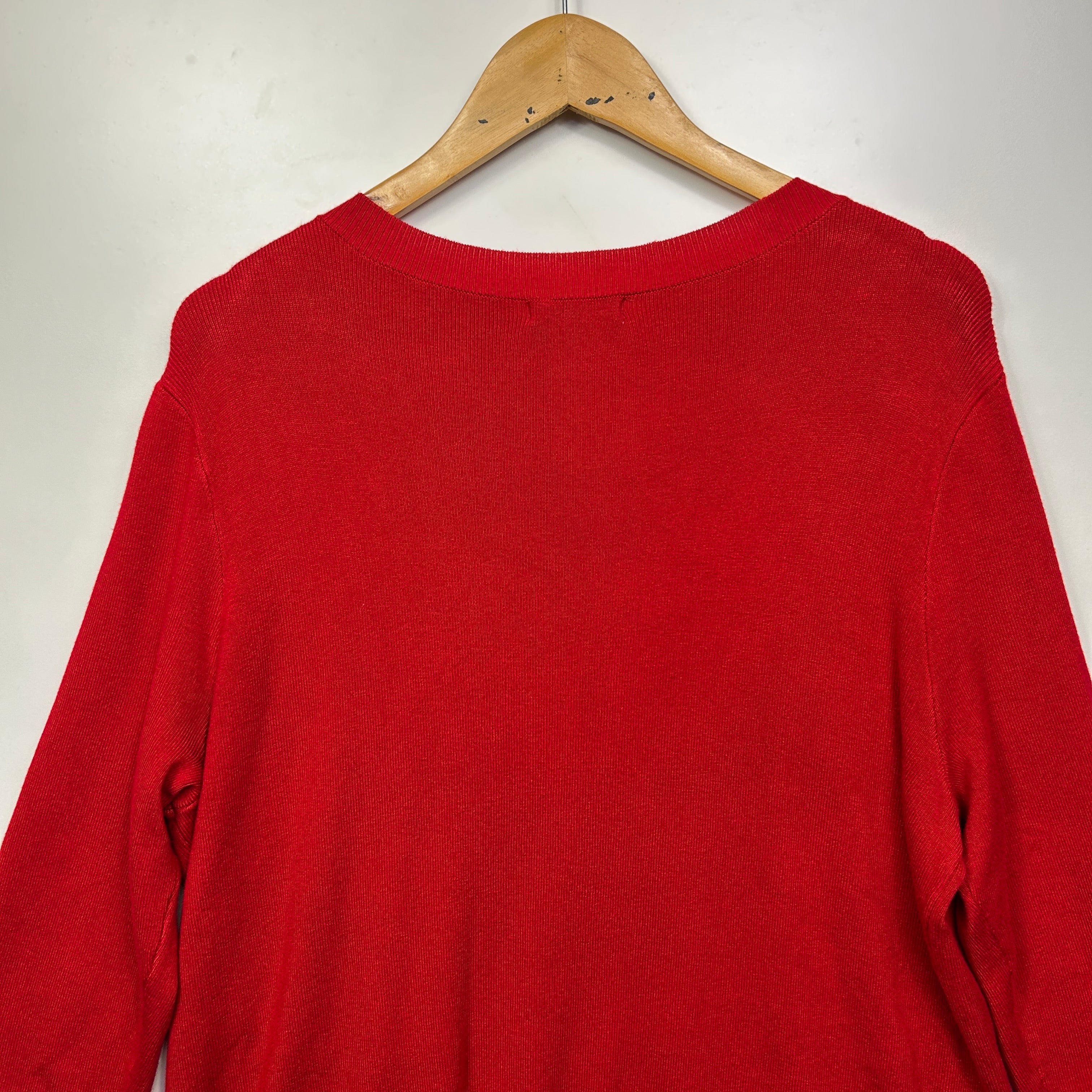 Rockmans Top Size 14 Larger Red Long Sleeve Asymmetric Hem - Image 6