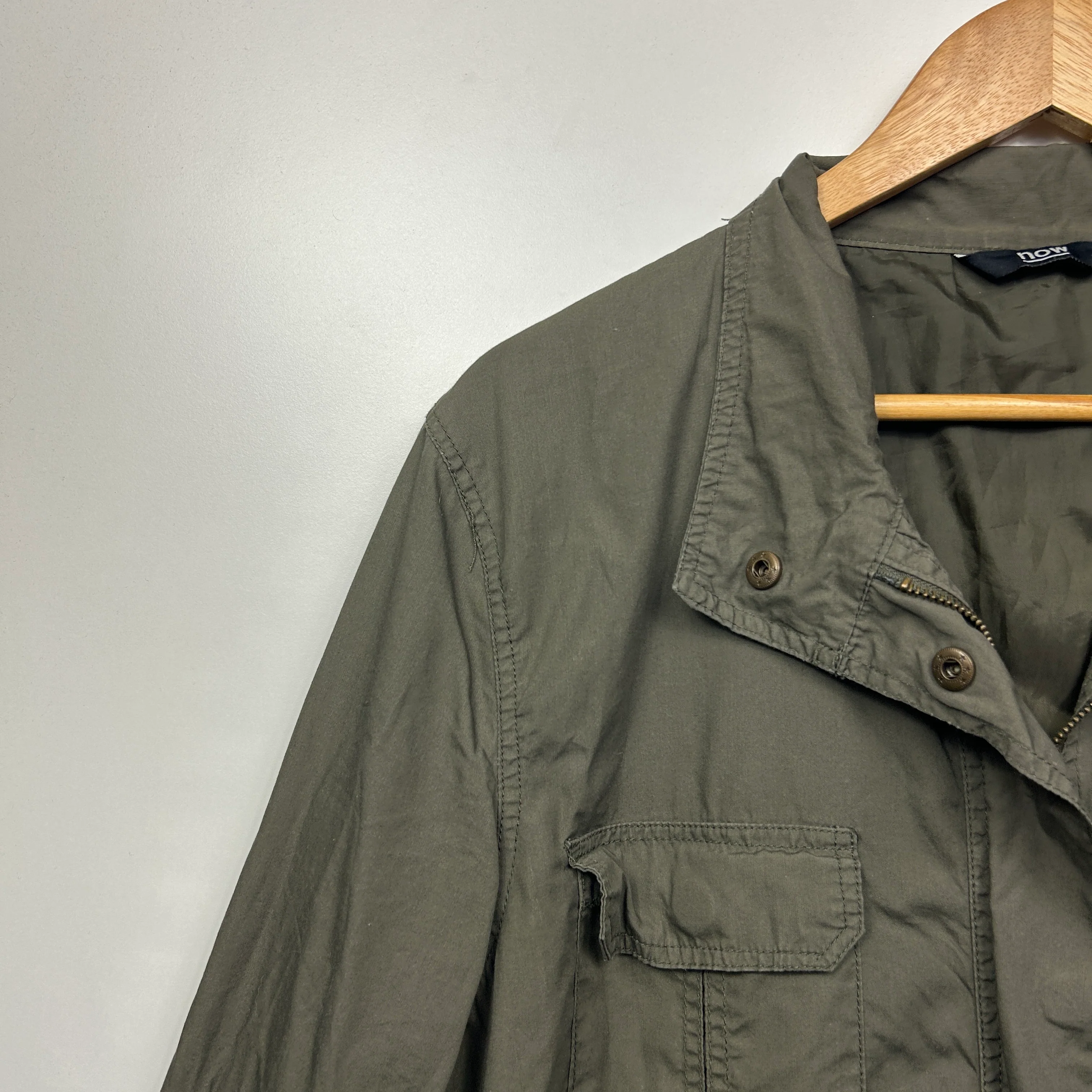 Now Windbreaker Jacket Size 14 Green Long Sleeve Pockets - Image 2