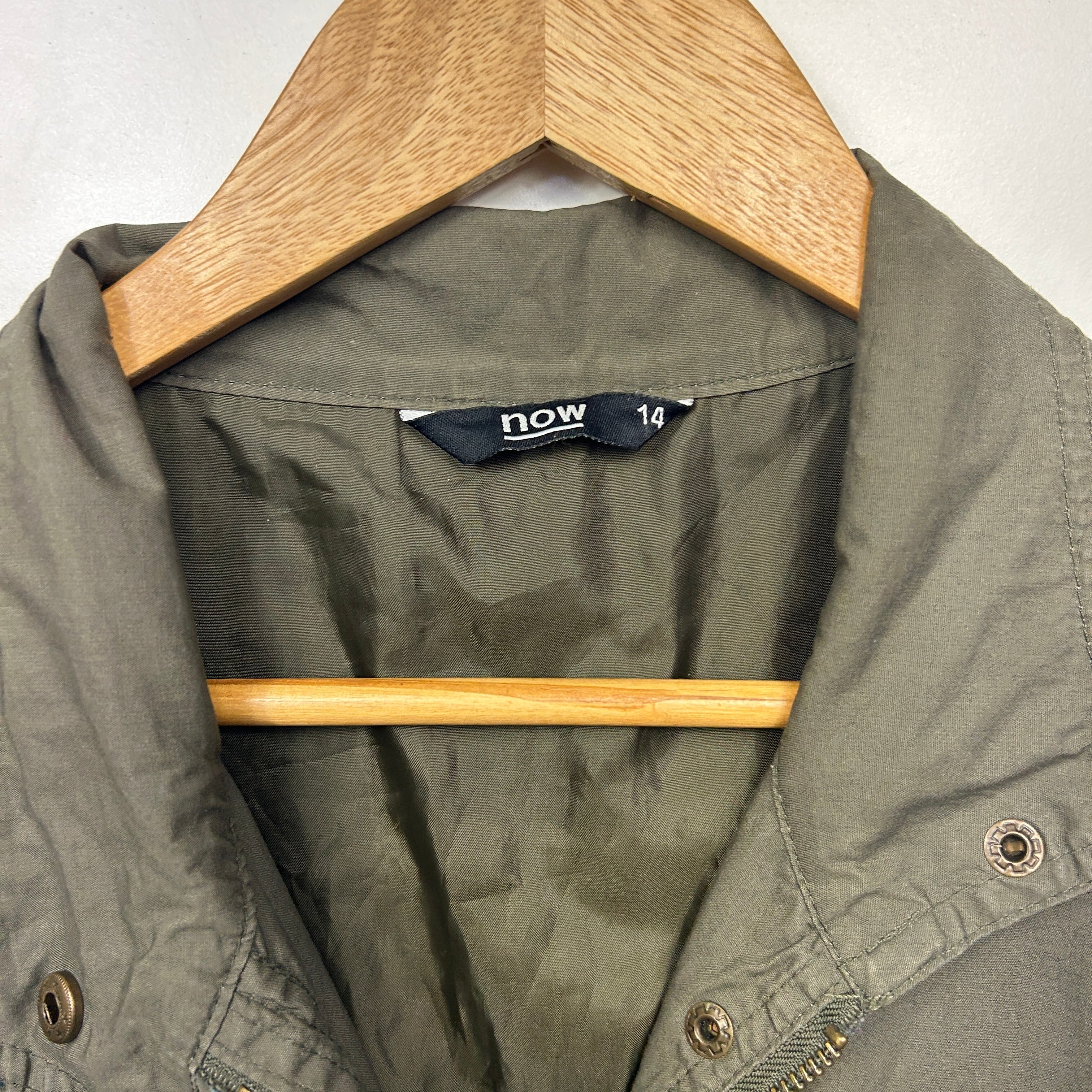 Now Windbreaker Jacket Size 14 Green Long Sleeve Pockets - Image 3