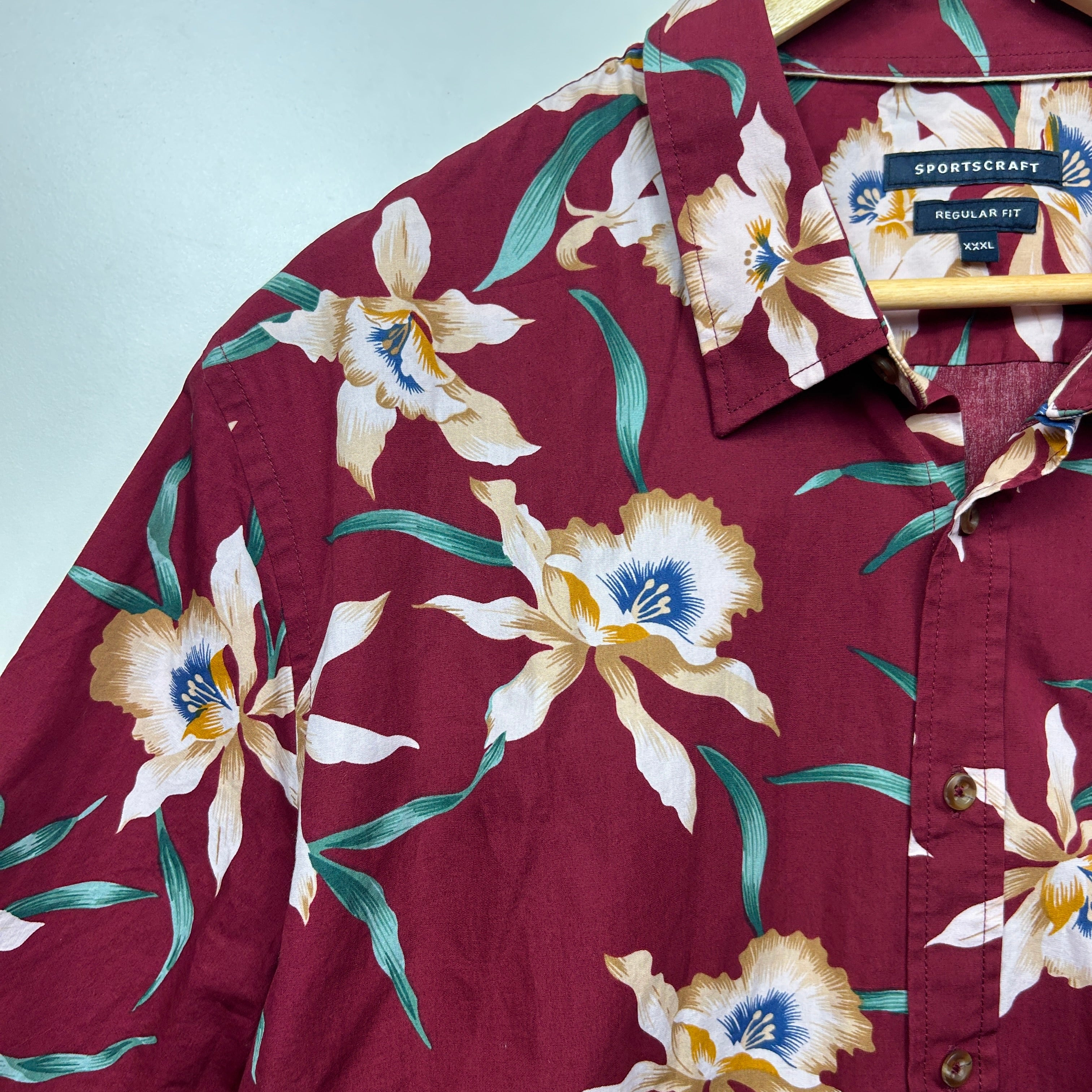Sportscraft Shirt Size 3XL Maroon Floral Short Sleeve Regular Fit - Image 3