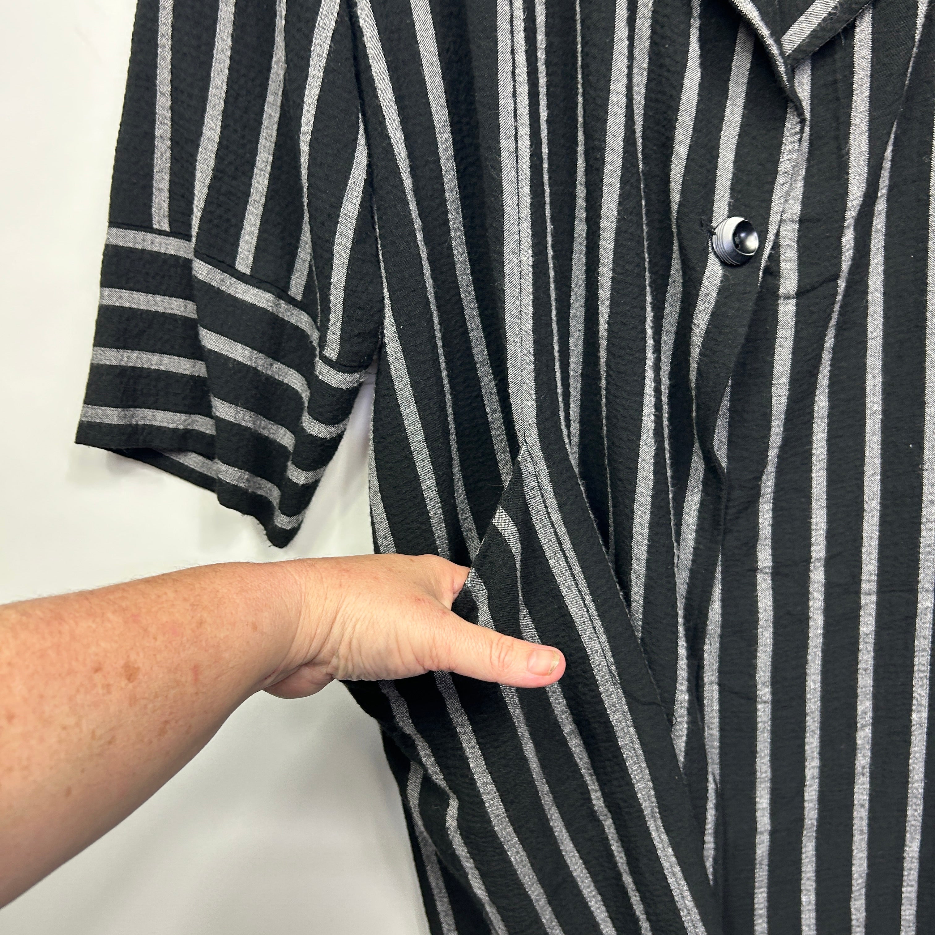 Taking Shape Dress Size 16 Grey Striped Pockets Viscose Blend Midi Length - Image 5