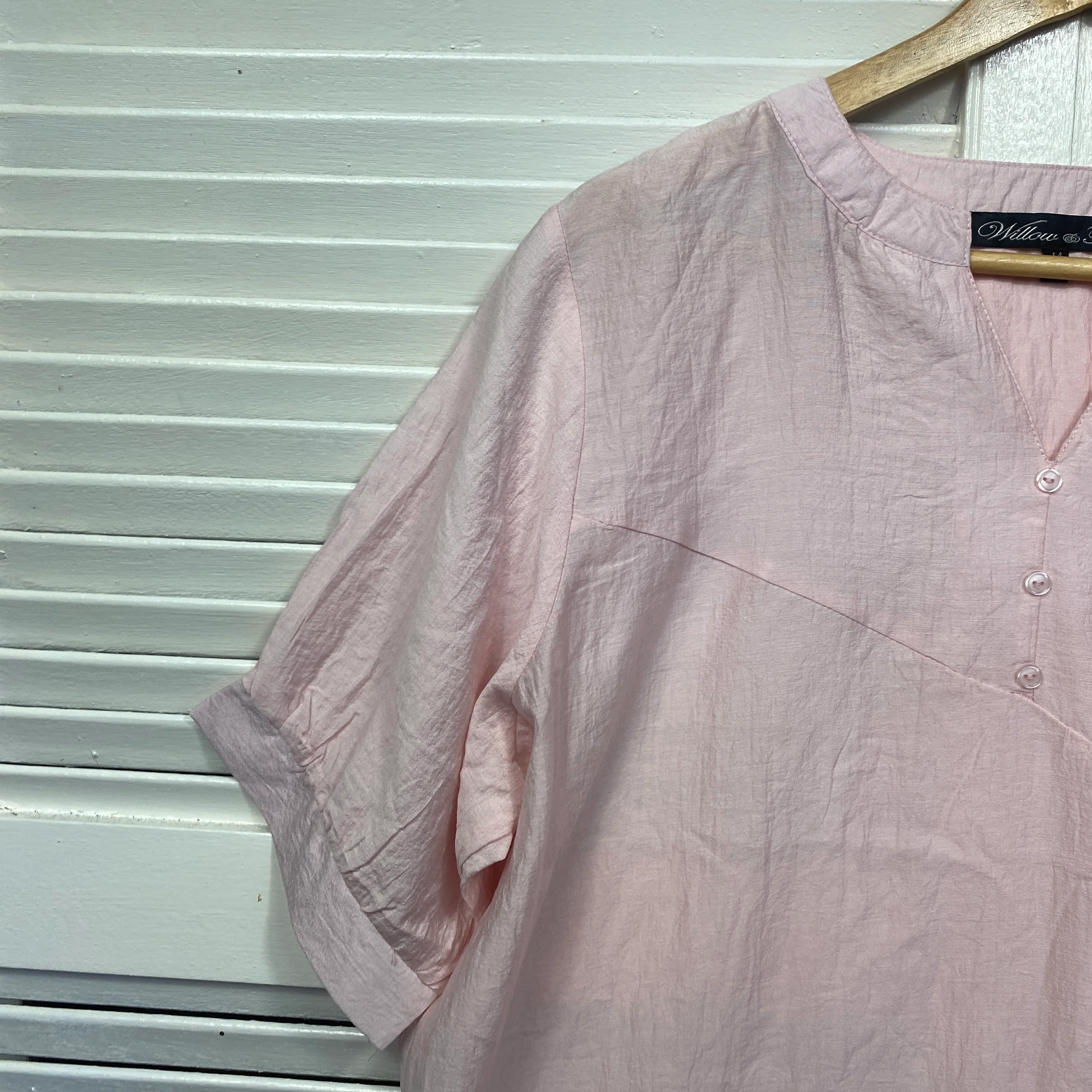 Willow Tree Top Size 14 Pink Short Sleeve Viscose Blend - Image 3