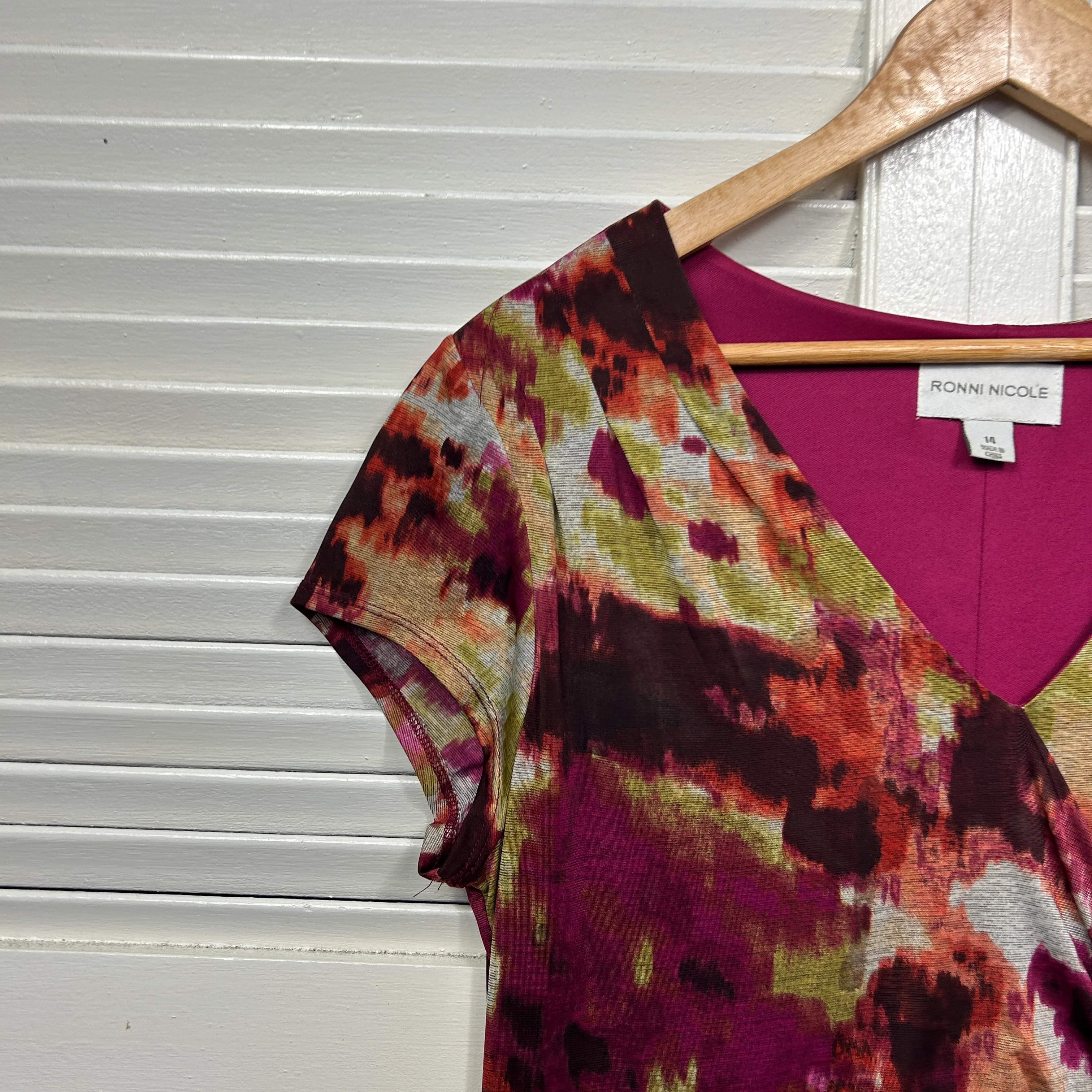 Ronni Nicole Dress Size 14 Short Sleeve Multicoloured Lined - Image 3