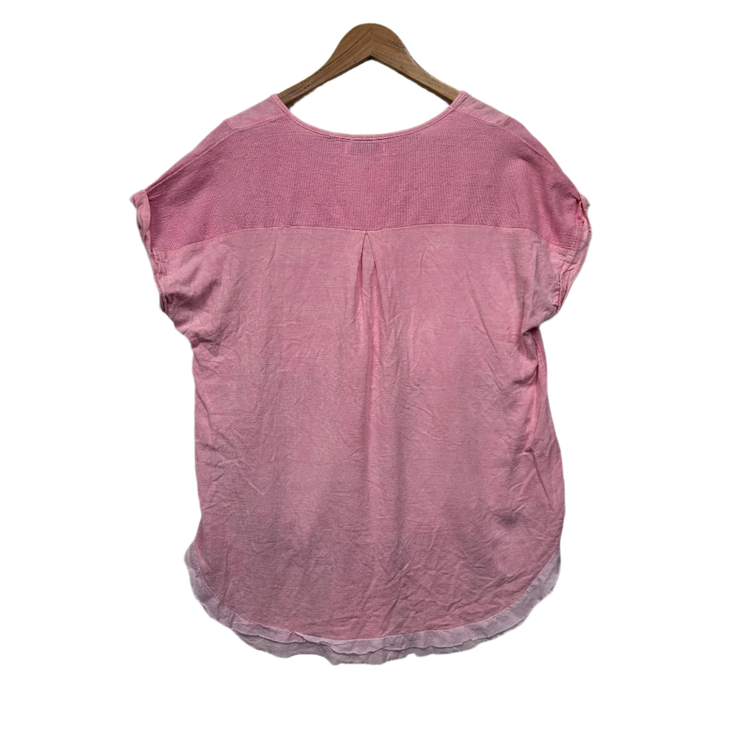 Lilac Designs Linen Blend Top Size 14 Large Pink Short Sleeve - Image 2