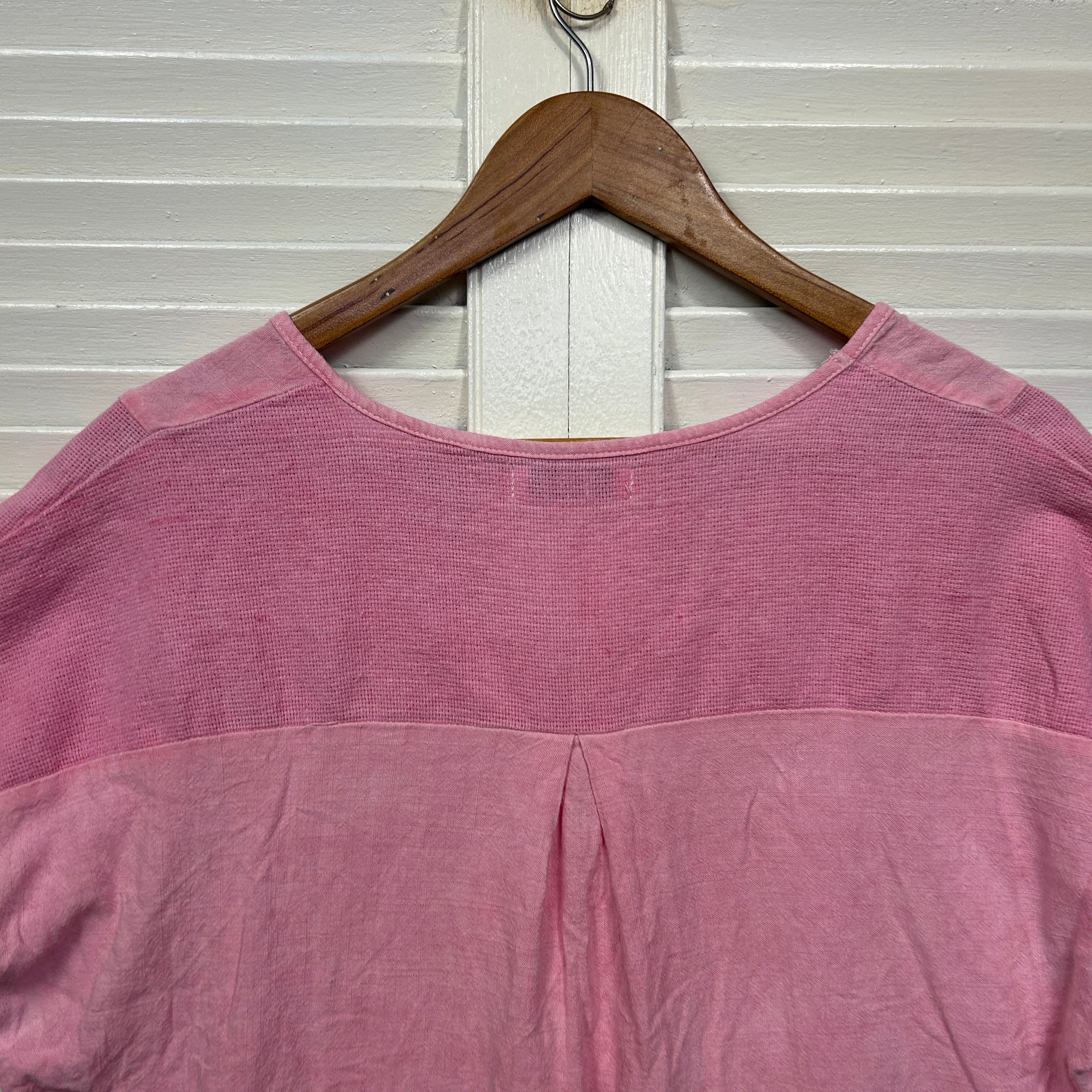 Lilac Designs Linen Blend Top Size 14 Large Pink Short Sleeve - Image 6