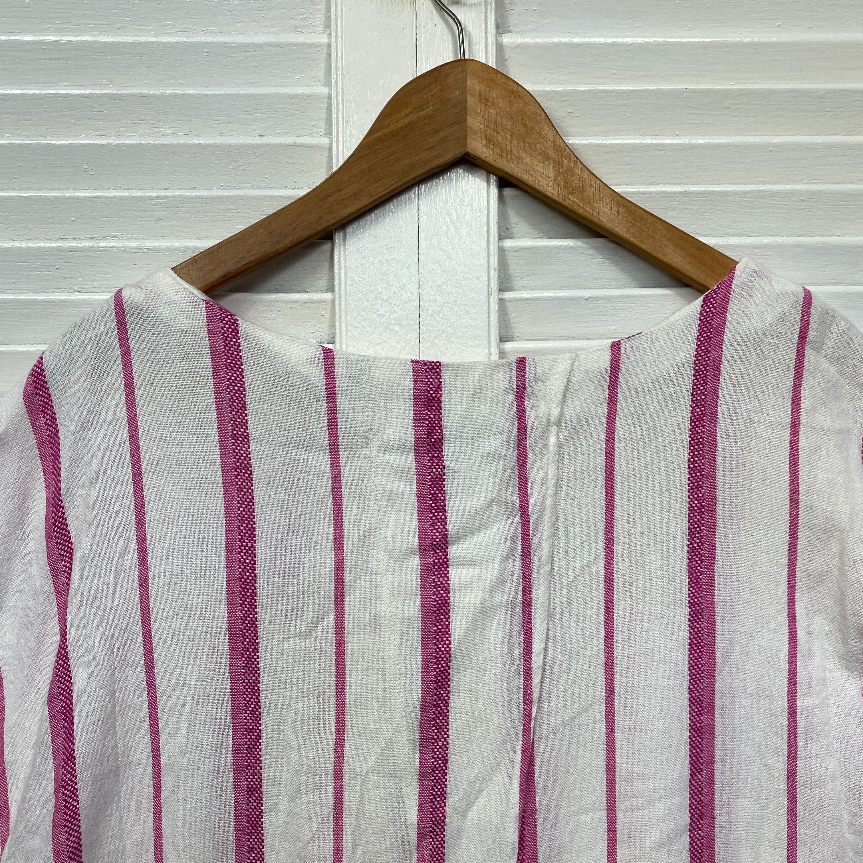 Rockmans Linen Blend Top Size 14 White Pink Striped - Image 5
