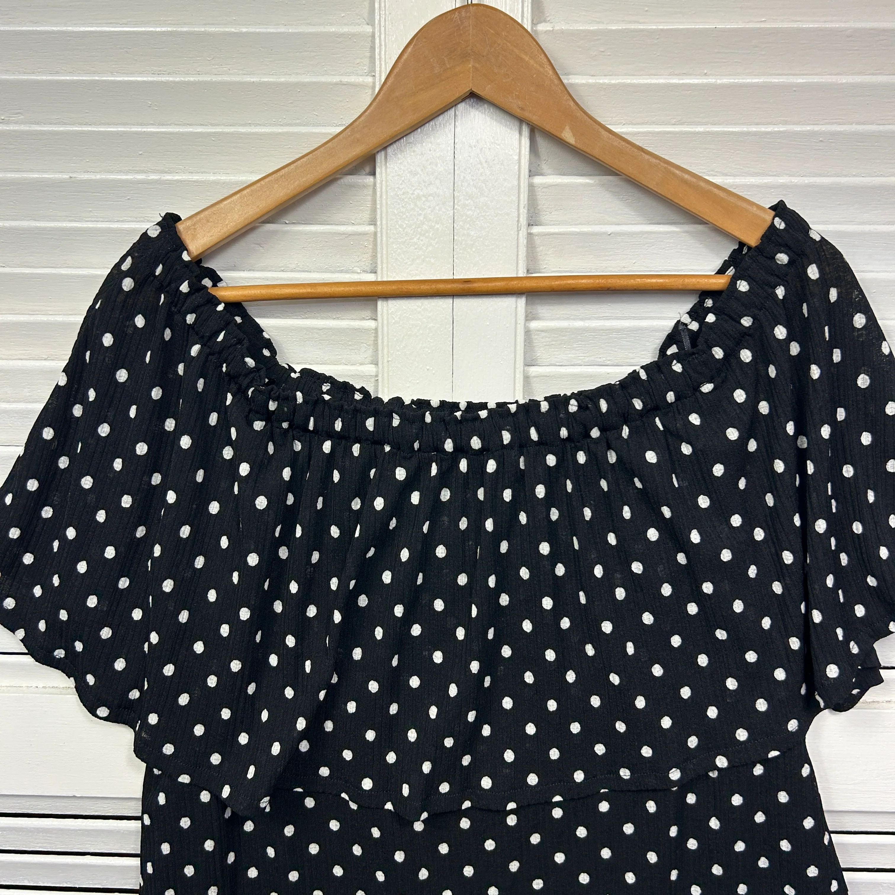 Witchery Top Size 14 Large Black White Polka Dots - Image 6