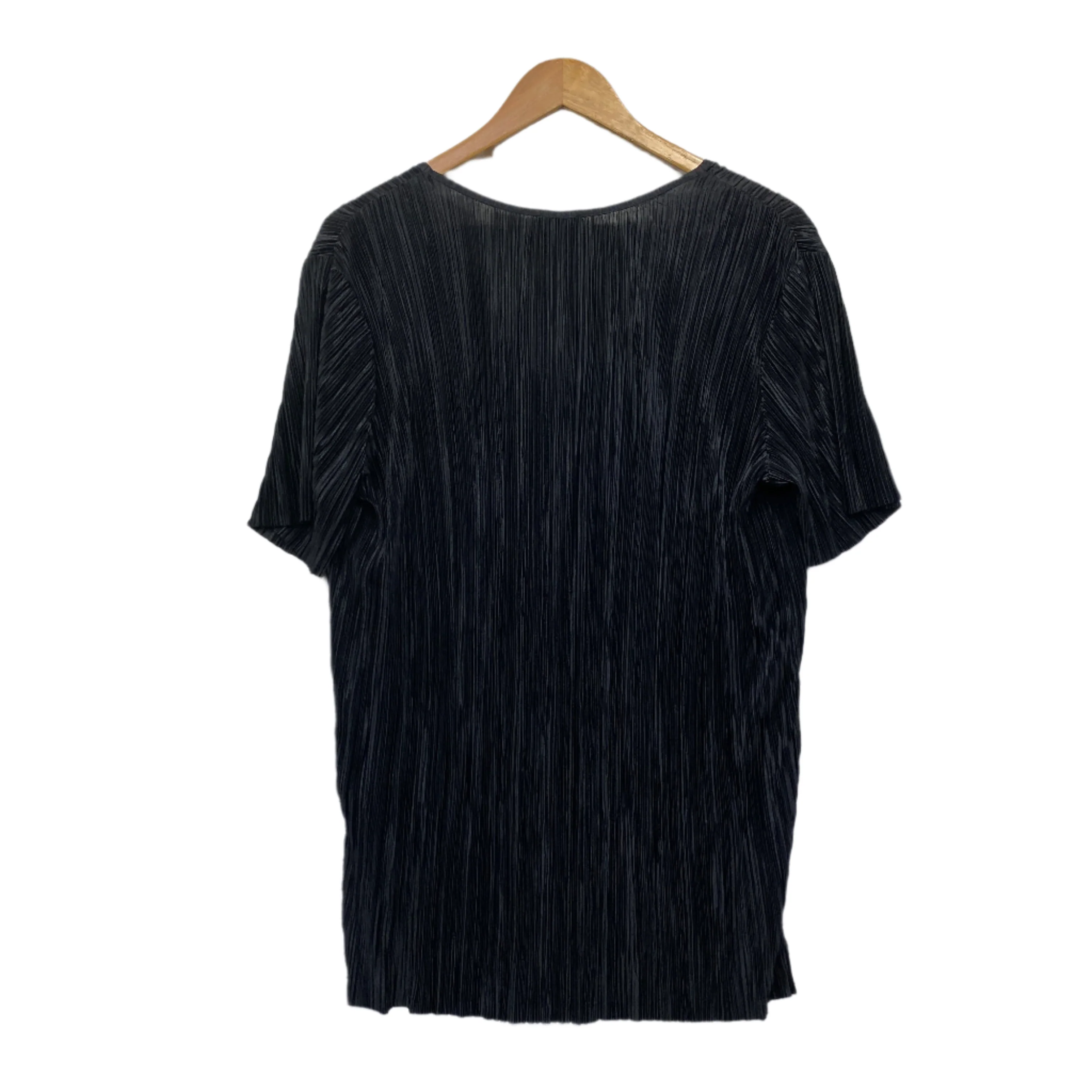 Bardot Top Size 14 Black Short Sleeve Pleated New - Image 2