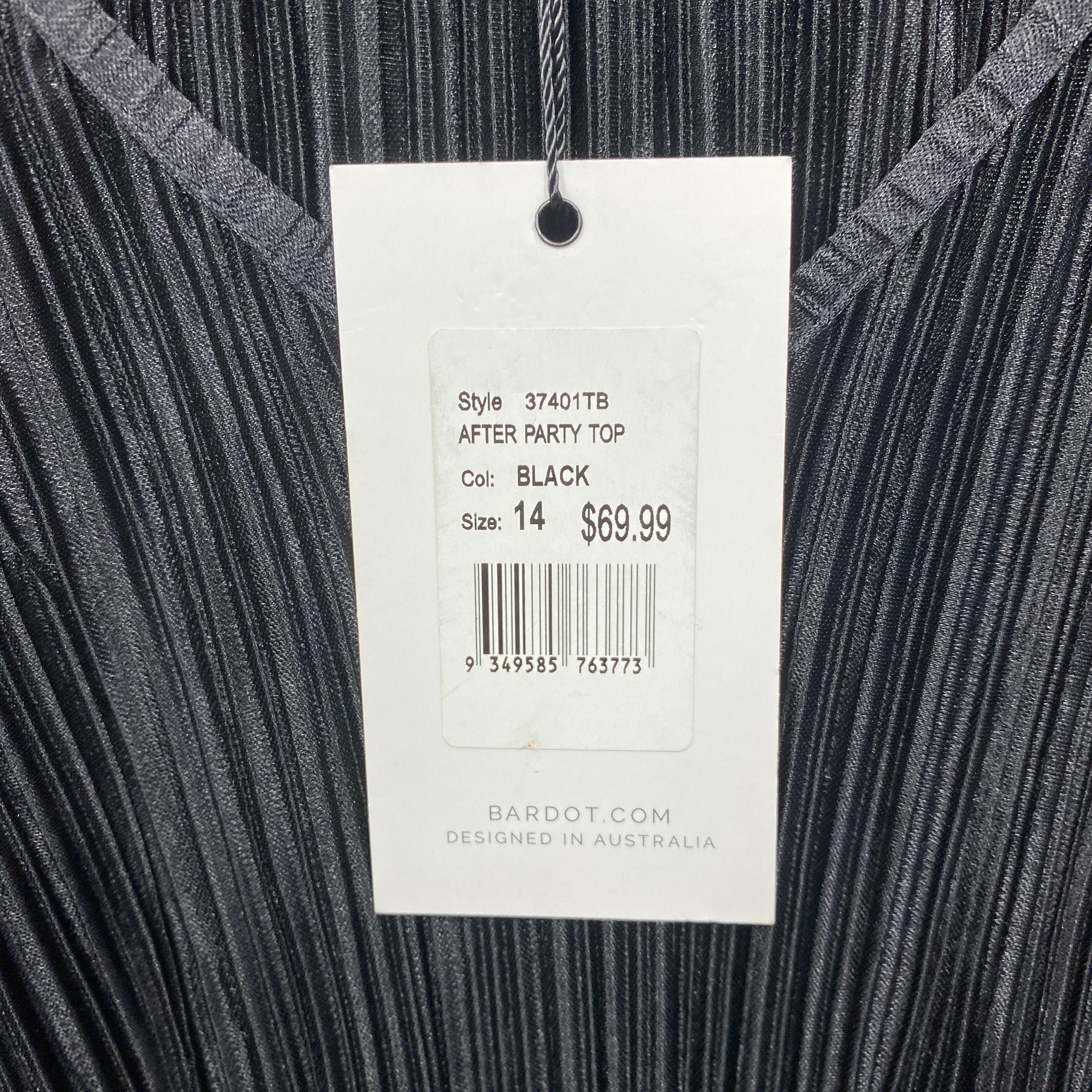 Bardot Top Size 14 Black Short Sleeve Pleated New - Image 5