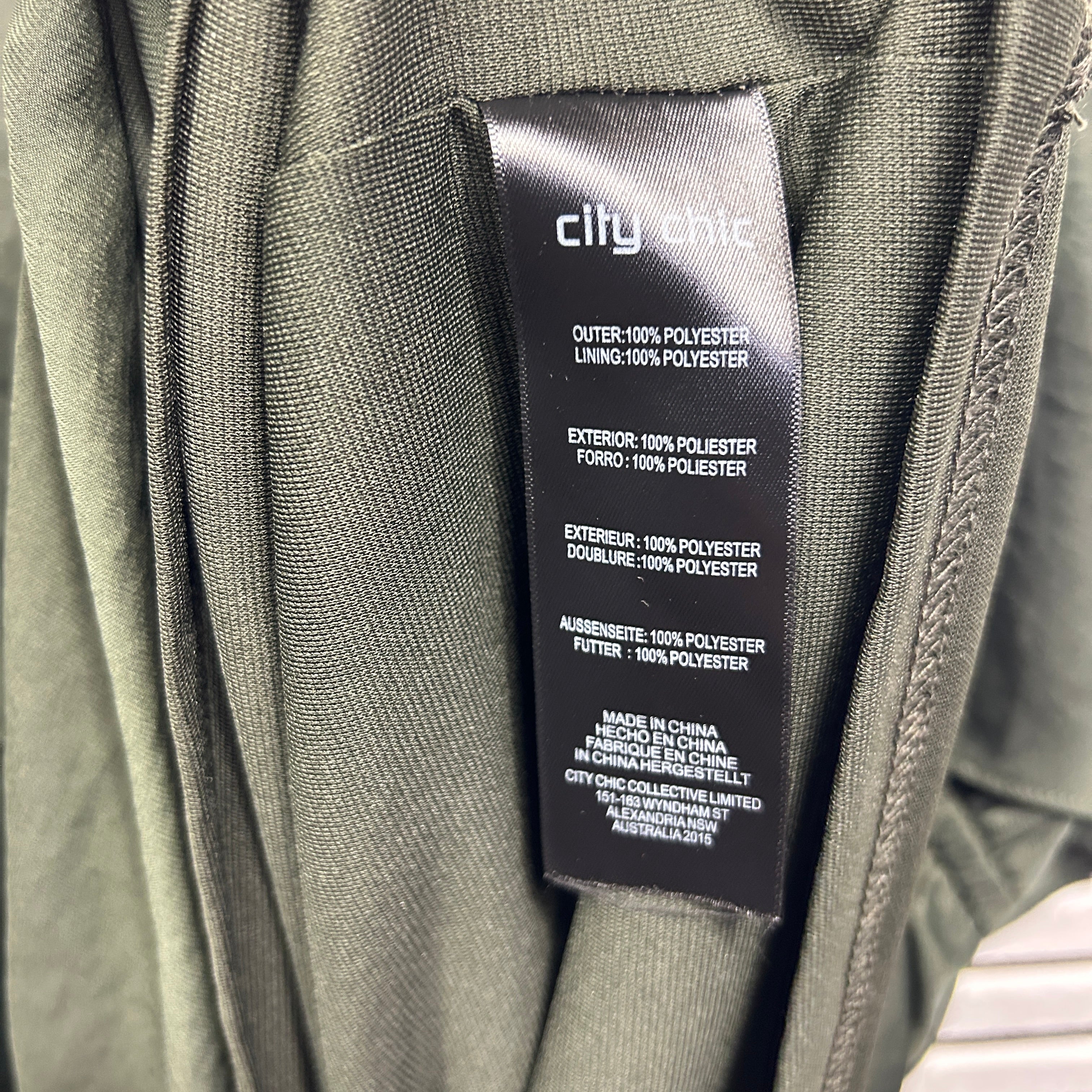 City Chic Dress Size 16 Small Plus Sleeveless Olive Cocktail - Image 5