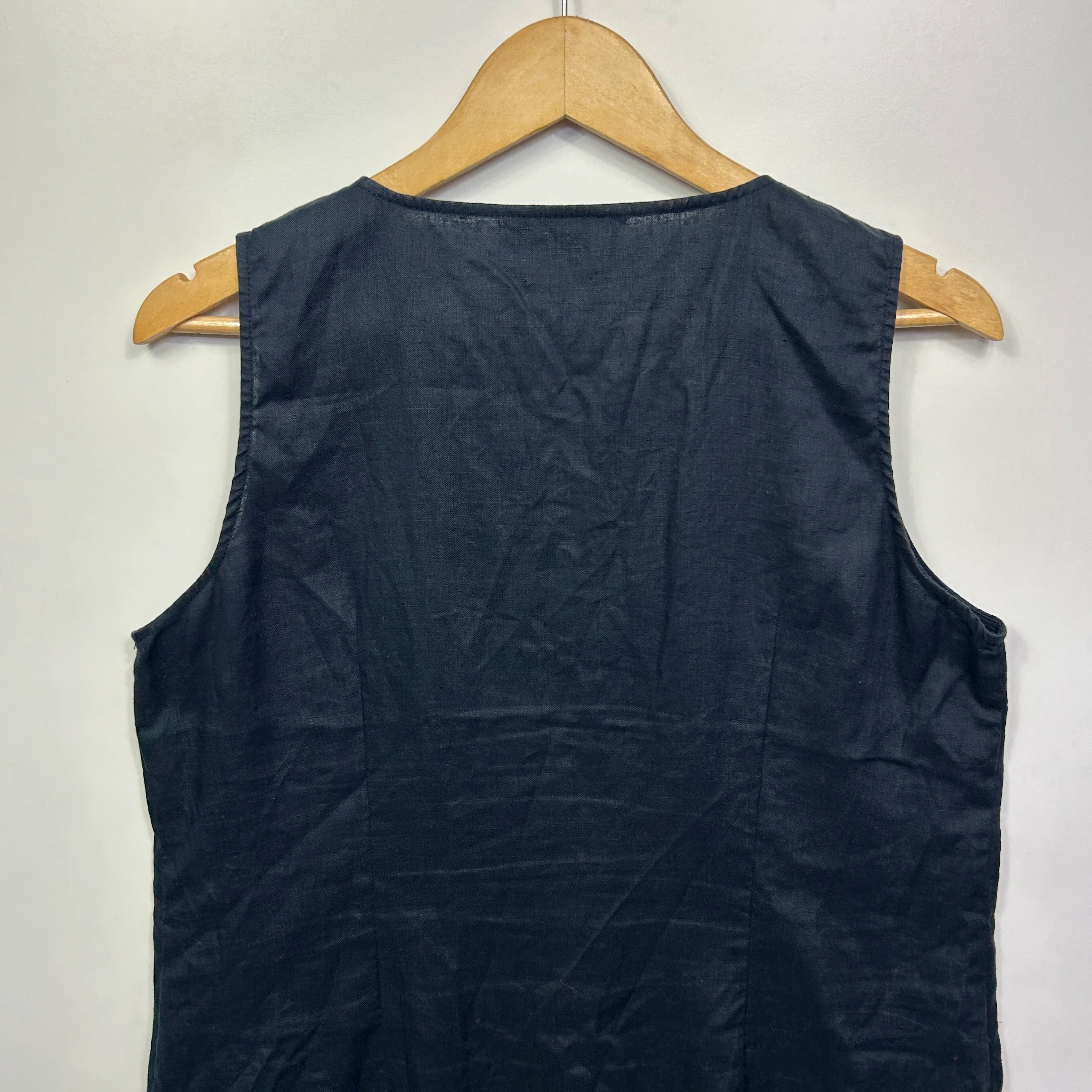 Rockmans Linen Top Size 14 Black Sleeveless Beaded - Image 5