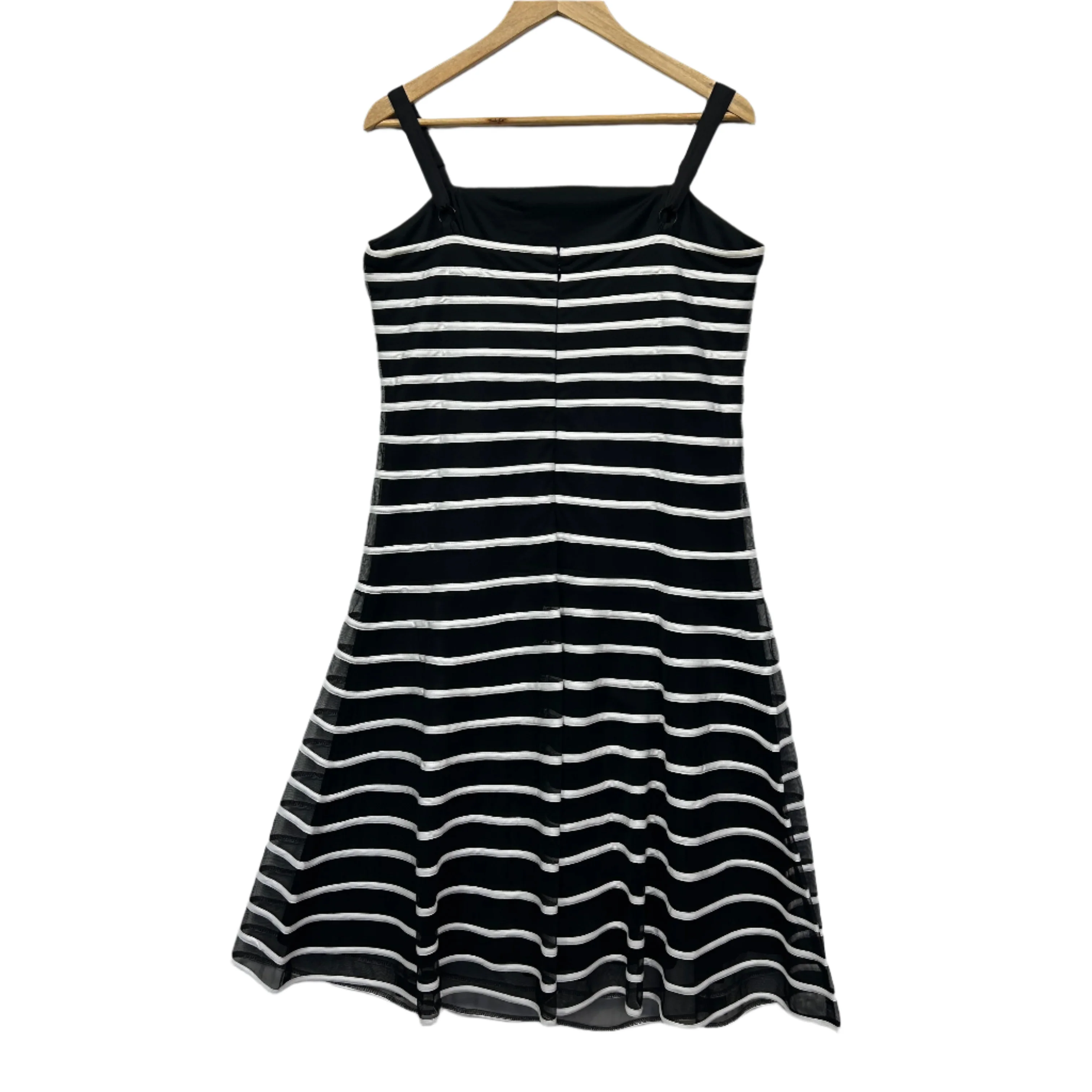 Queenspark Dress Size 14 Black White Fit & Flare Striped Cocktail - Image 2