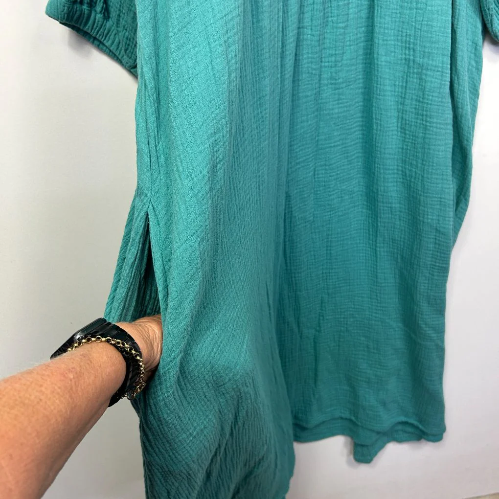 Adrift Teal Cotton Maxi Dress - Size 2XL - Image 4
