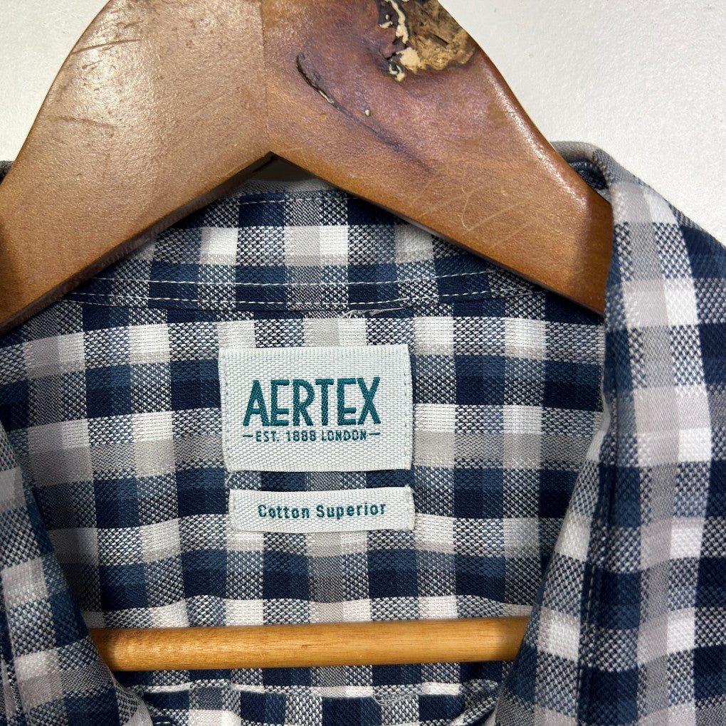 Aertex Navy Gingham Short Sleeve Mens Shirt - Size 2XL - Image 2