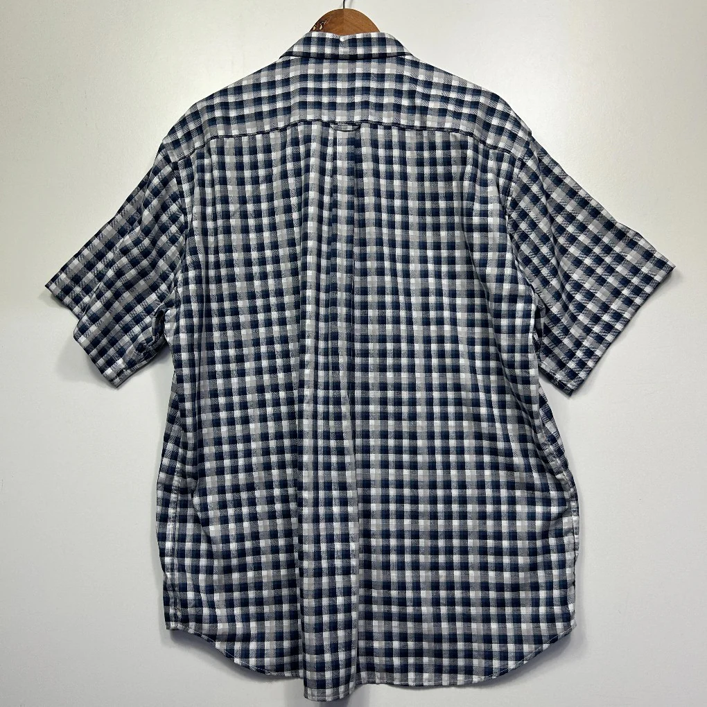 Aertex Navy Gingham Short Sleeve Mens Shirt - Size 2XL - Image 3