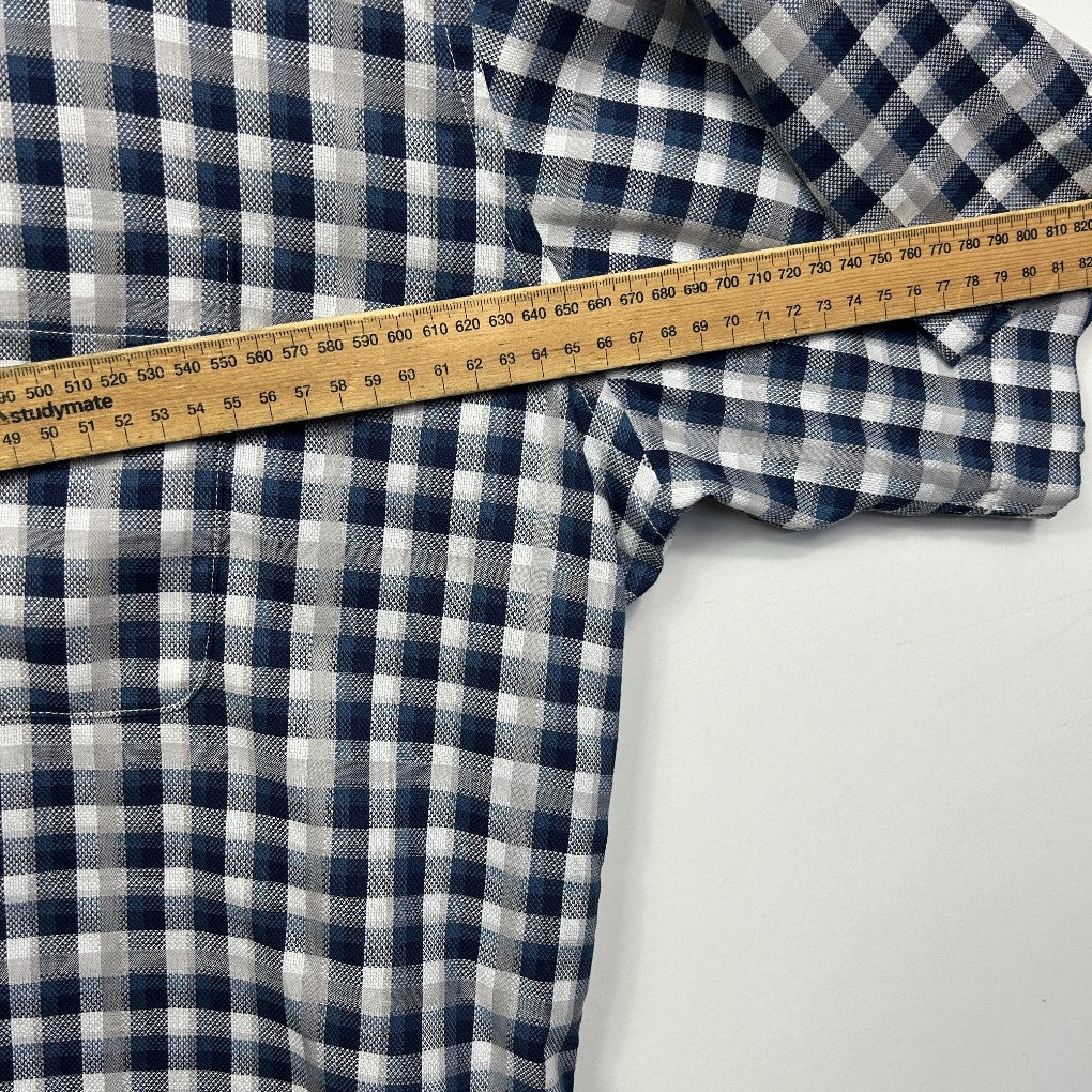 Aertex Navy Gingham Short Sleeve Mens Shirt - Size 2XL - Image 4