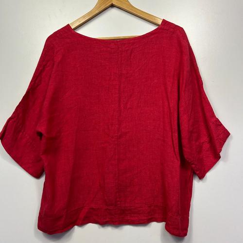 Alessia Pacini Italian Red Linen Top - Size 12/M - Image 2