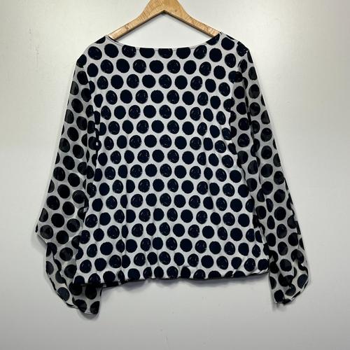 Alfani Navy & White Polka Dot Embellished Top - Size XL - Image 2