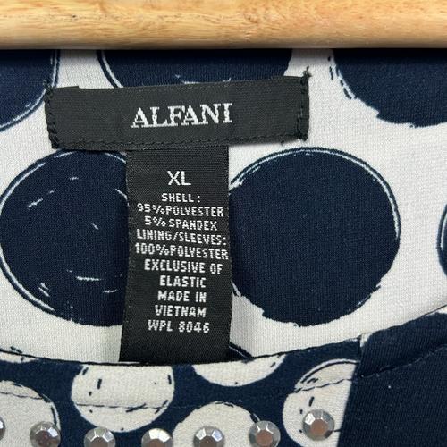 Alfani Navy & White Polka Dot Embellished Top - Size XL - Image 3