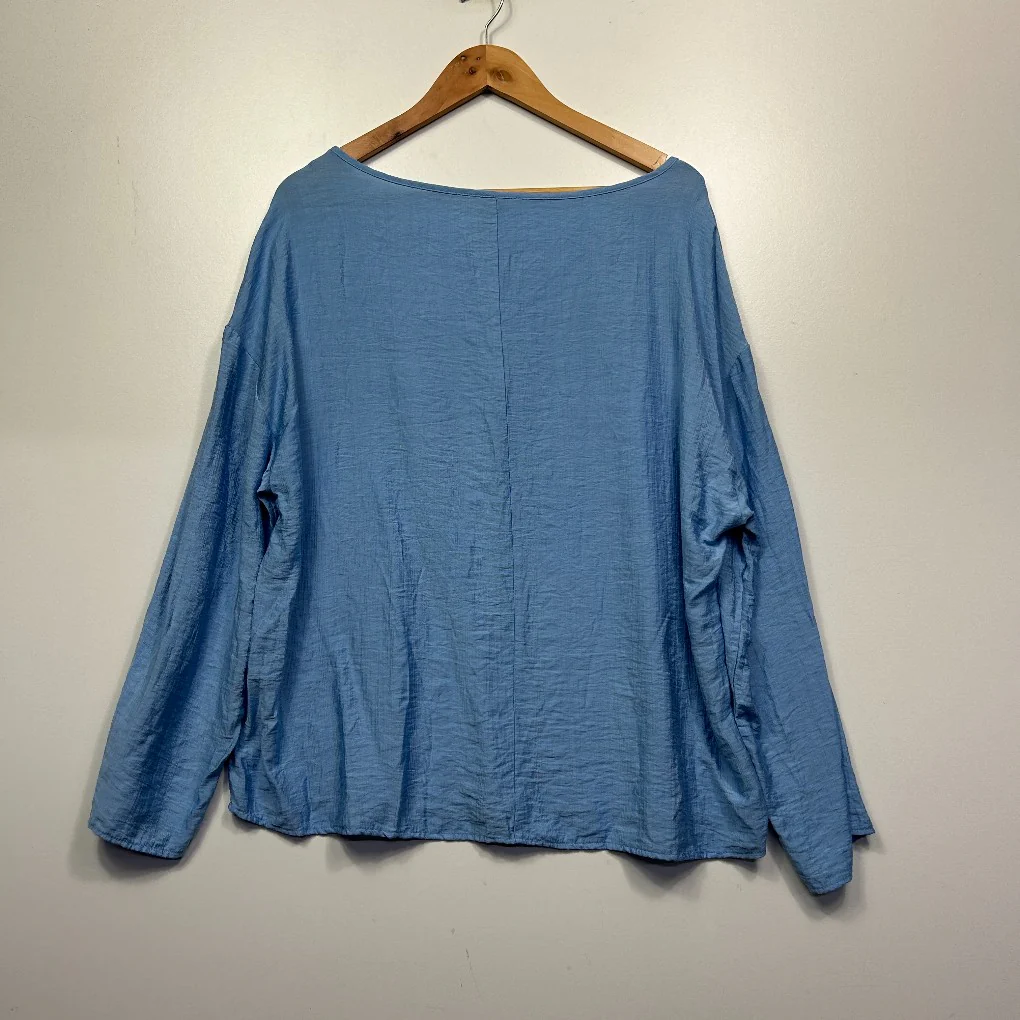 Renlege Blue Linen Top - Size 2XL - Image 3
