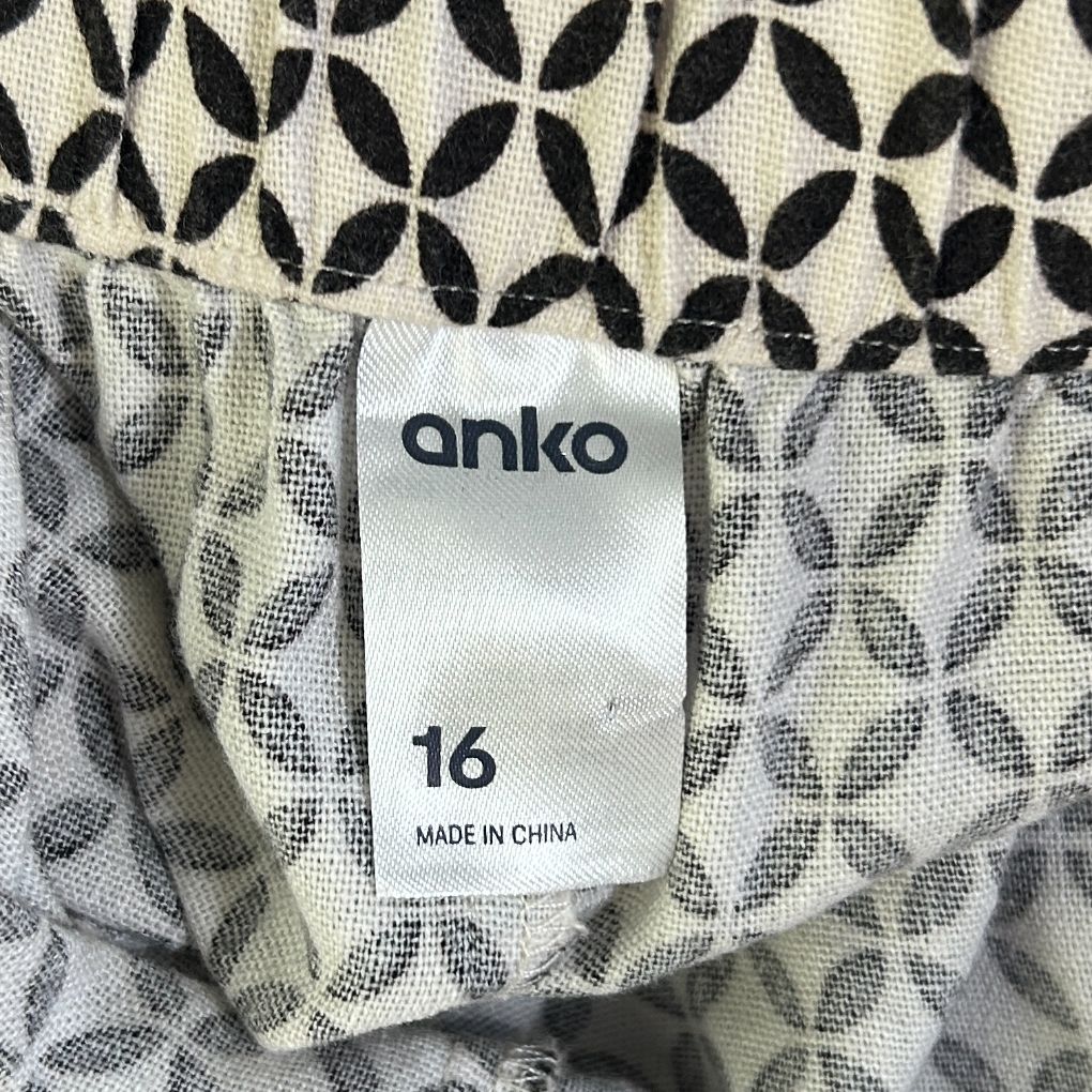Anko Black White Linen Wide-Leg Pants - Size 16 - Image 5