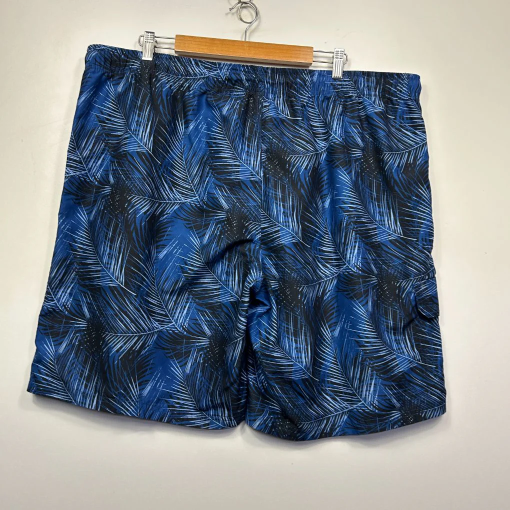 Anko Blue Leaf Print Mens Board Shorts - Size 6XL - Image 2