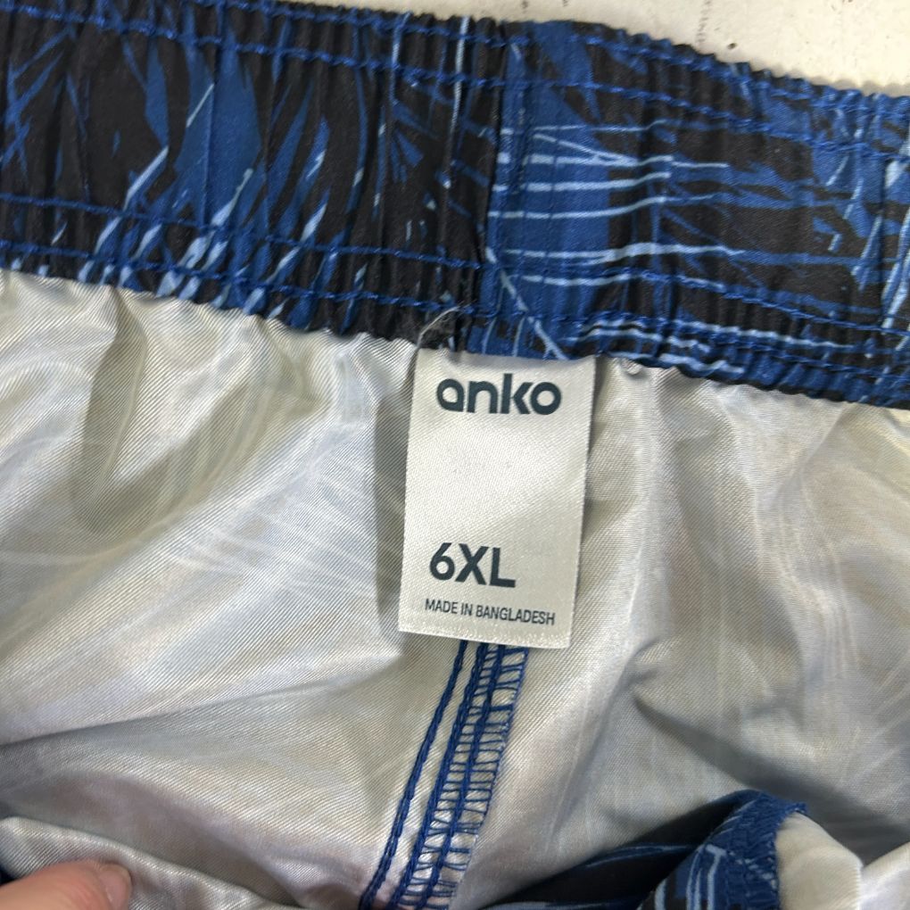 Anko Blue Leaf Print Mens Board Shorts - Size 6XL - Image 3