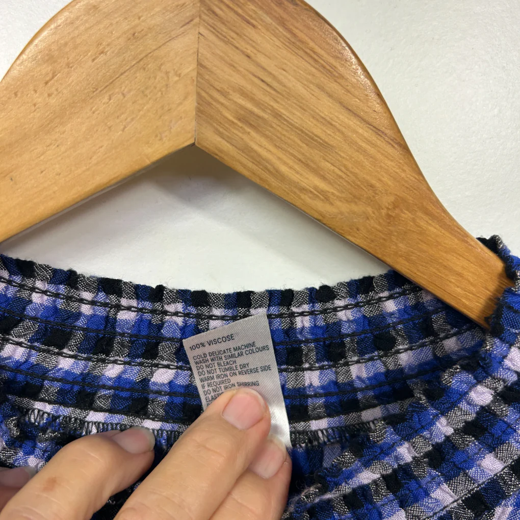 Anko Blue Multicoloured Check Long Sleeve Dress - Size 14 - Image 3