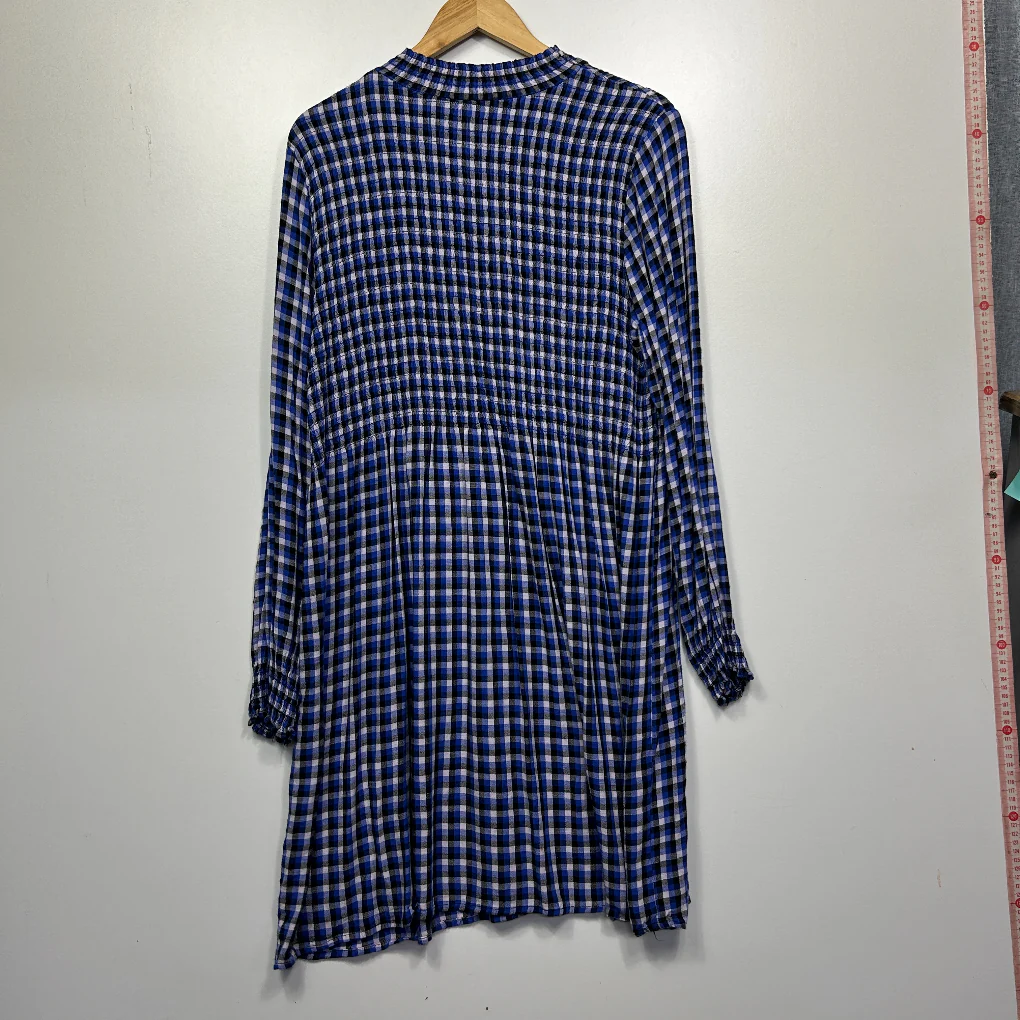 Anko Blue Multicoloured Check Long Sleeve Dress - Size 14 - Image 4