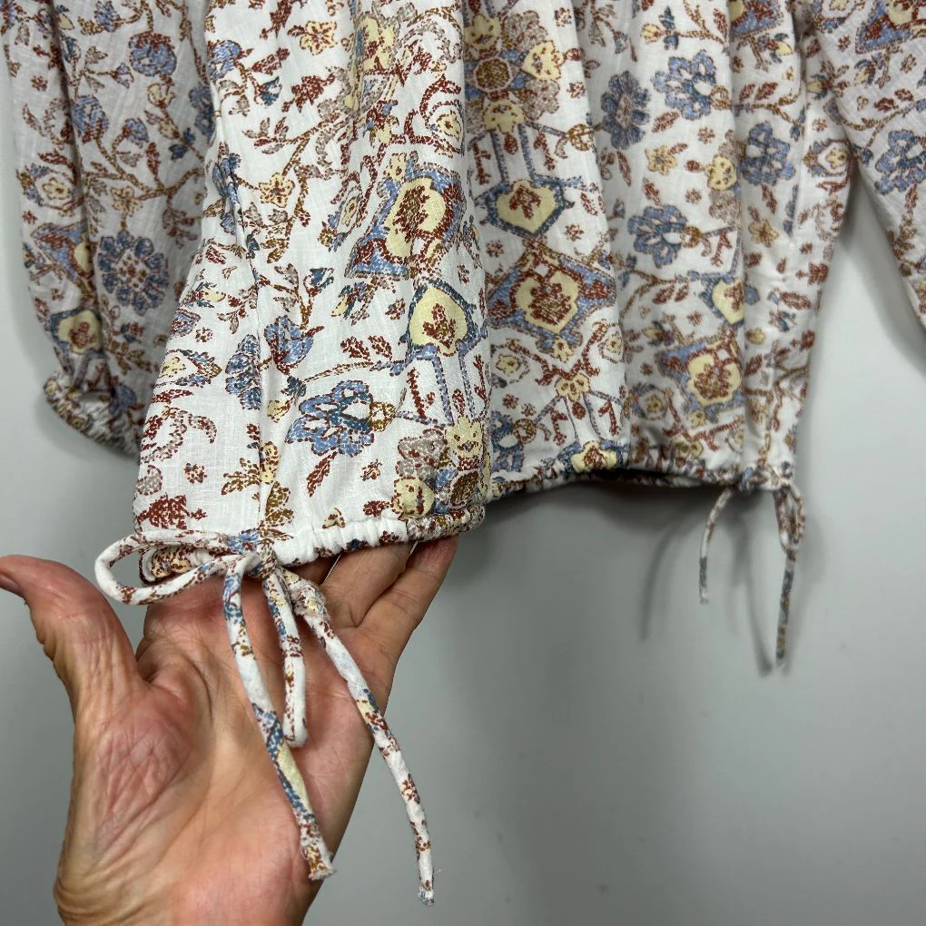 Anko Cream Floral Cotton Blouse - Size 14 - Image 5