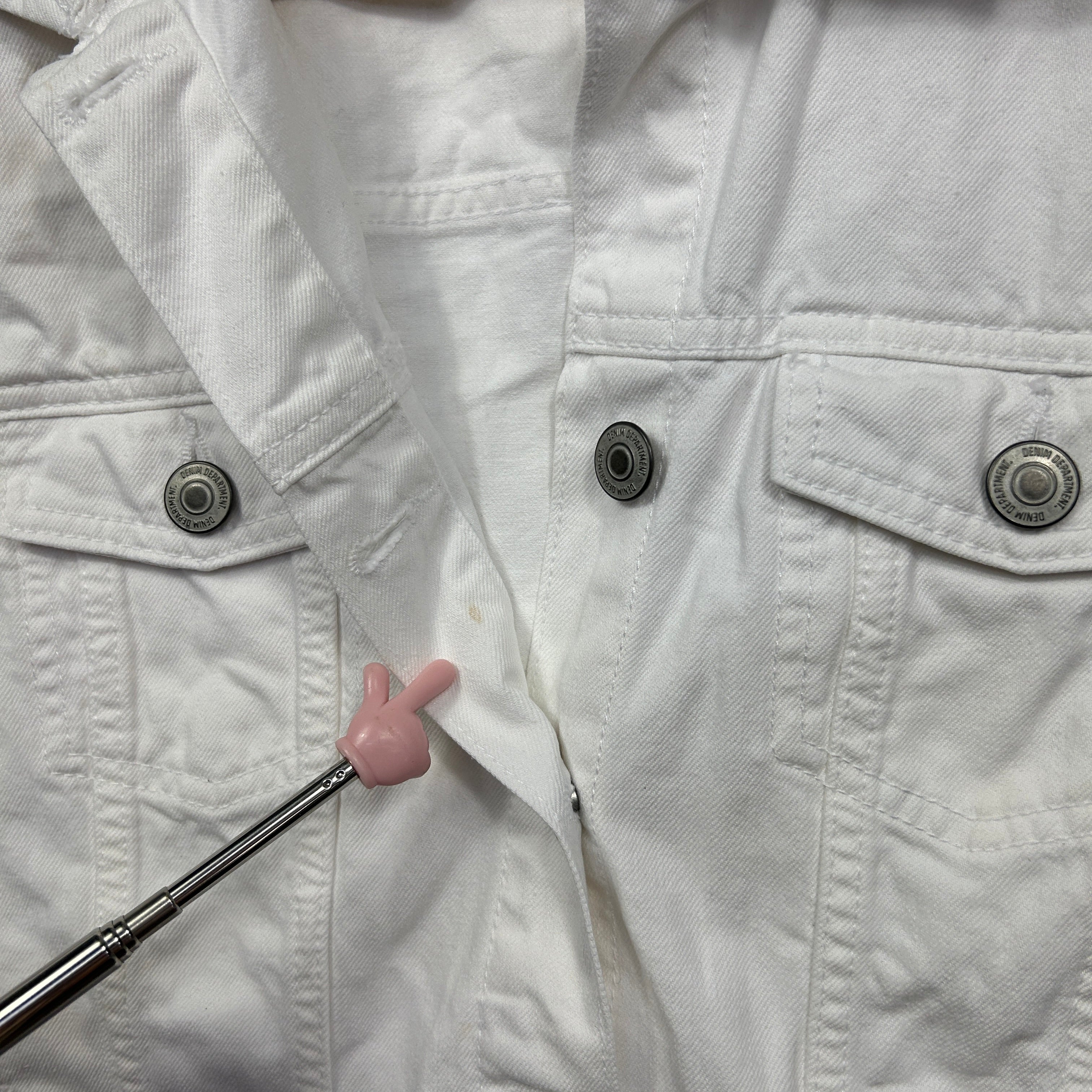 Anko Cropped White Denim Jacket - Size 16 (fault -mark) - Image 3