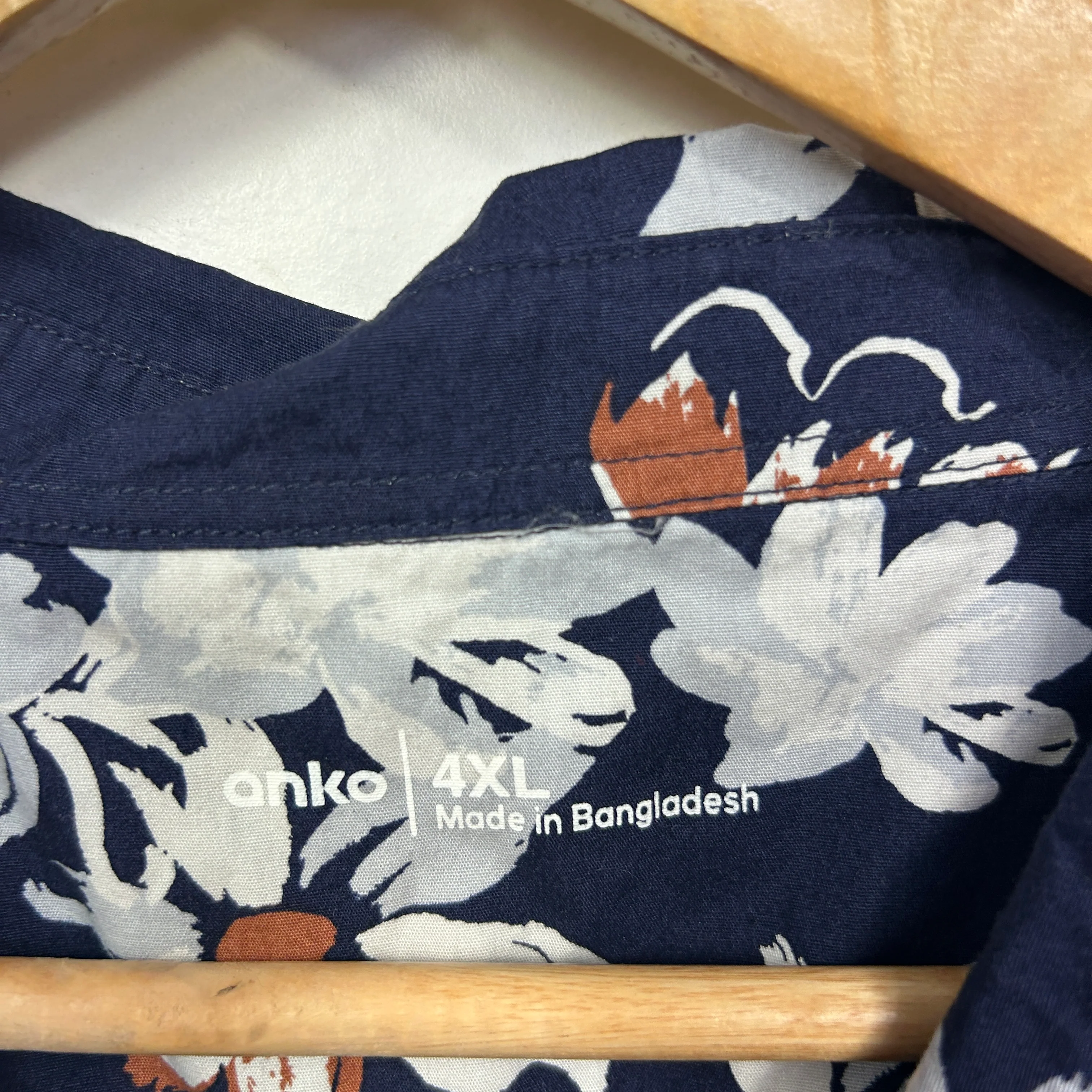Anko Navy Floral Print Mens Shirt - Size 4XL - Image 3