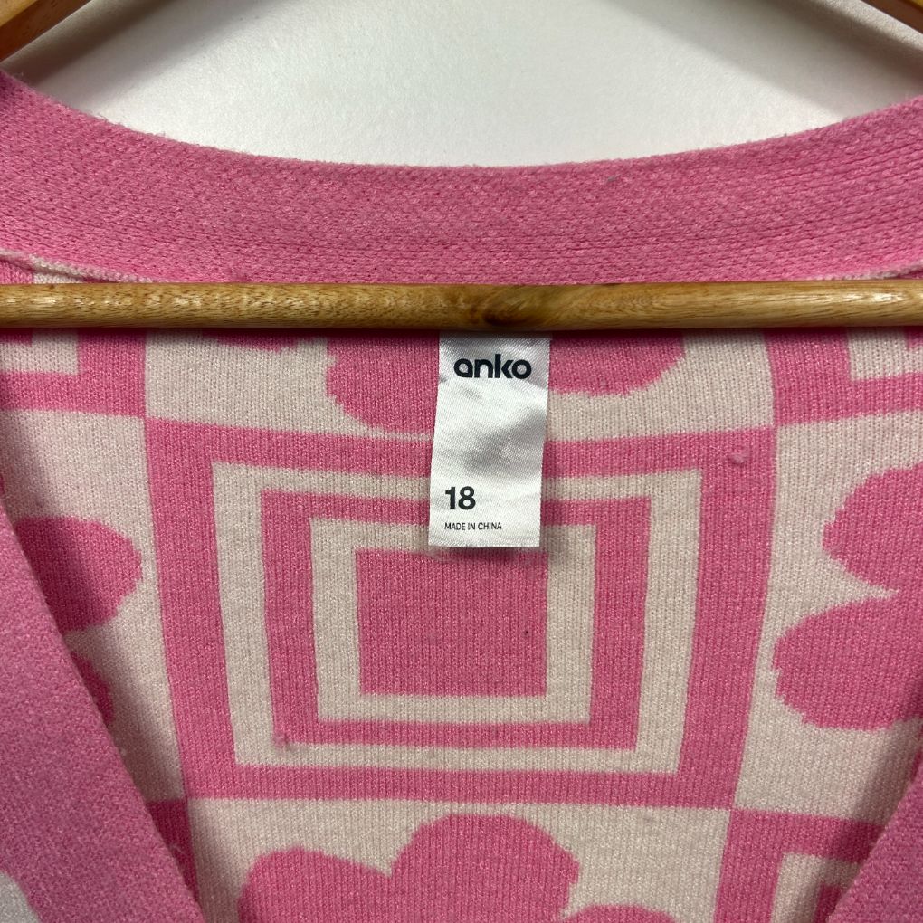 Anko Pink & White Floral Cardigan - Size 18 - Image 2