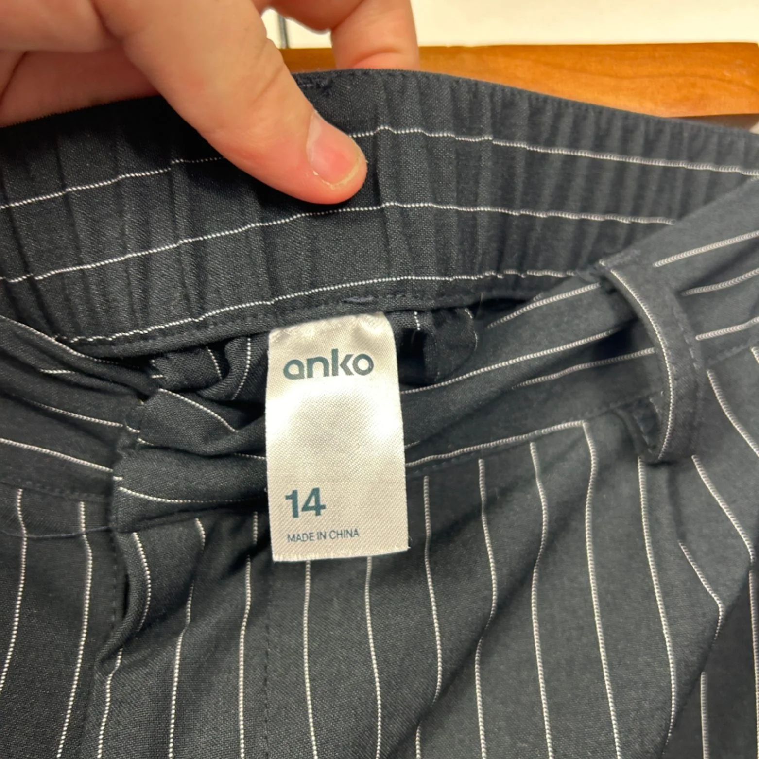 Anko Pinstripe Wide-leg Trousers Black White Size 14 - Image 3