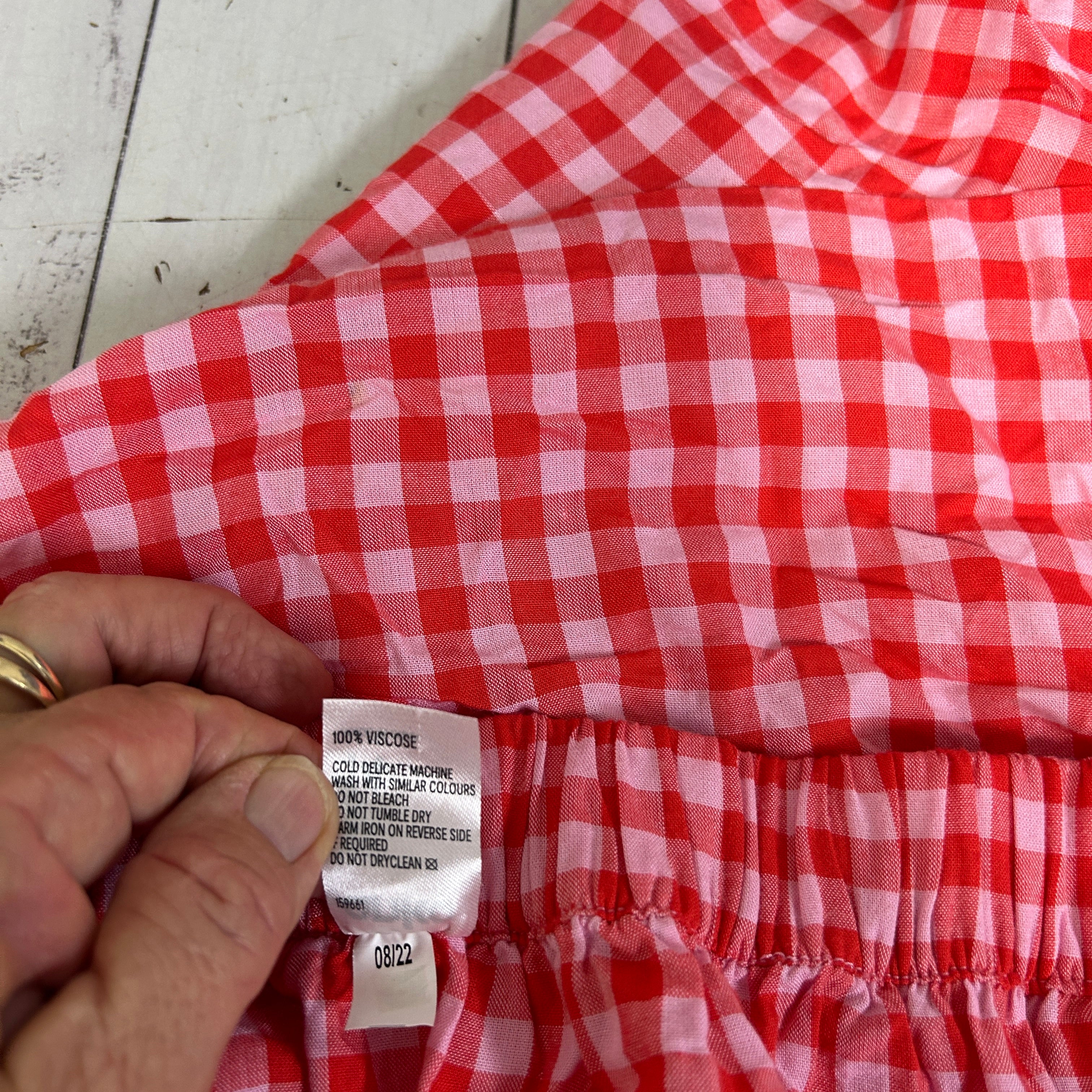 Anko Red and White Gingham Check Tiered Wrap Skirt - Size 14 - Image 4