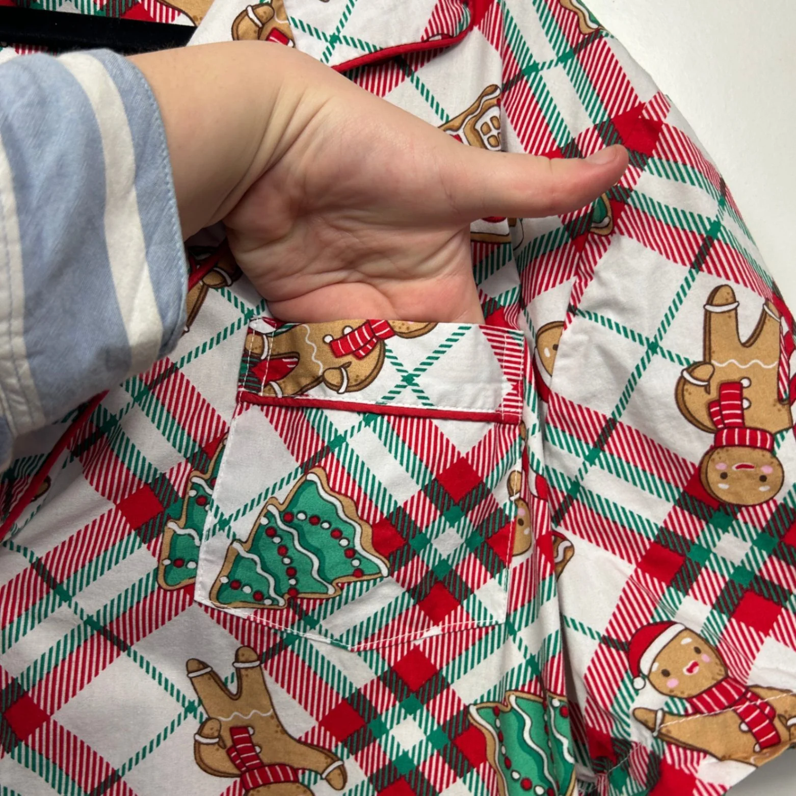 Anko Sleep Size XL Christmas Gingerbread Pyjama Shirt Red Green Plaid Cotton - Image 4