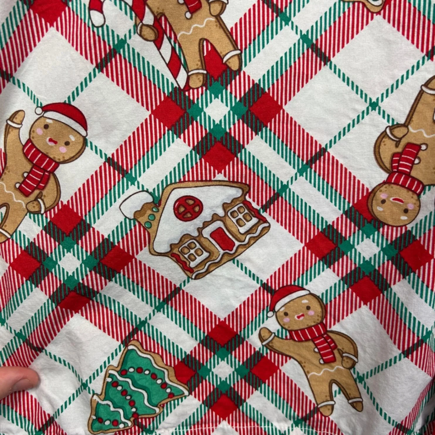 Anko Sleep Size XL Christmas Gingerbread Pyjama Shirt Red Green Plaid Cotton - Image 5