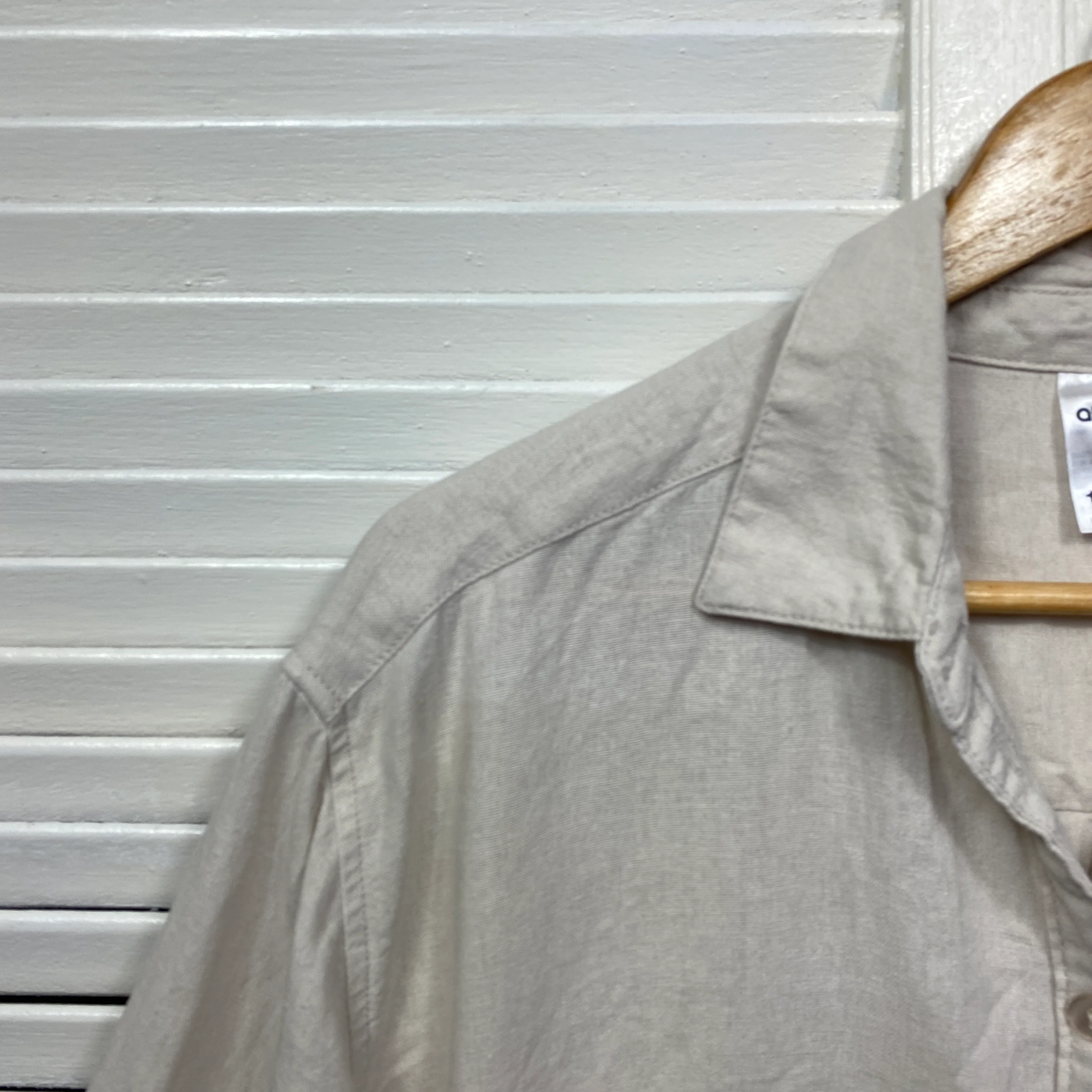 Anko Top Size 14 Long Sleeve Beige Linen Blend Button Up - Image 3