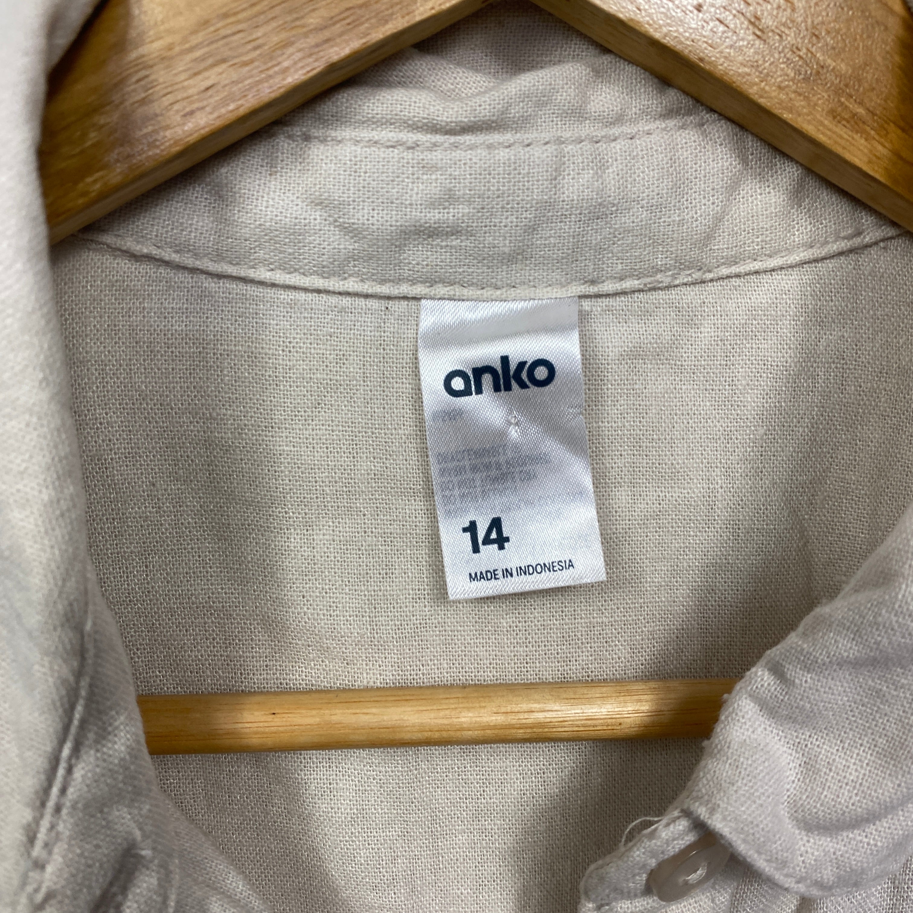 Anko Top Size 14 Long Sleeve Beige Linen Blend Button Up - Image 4