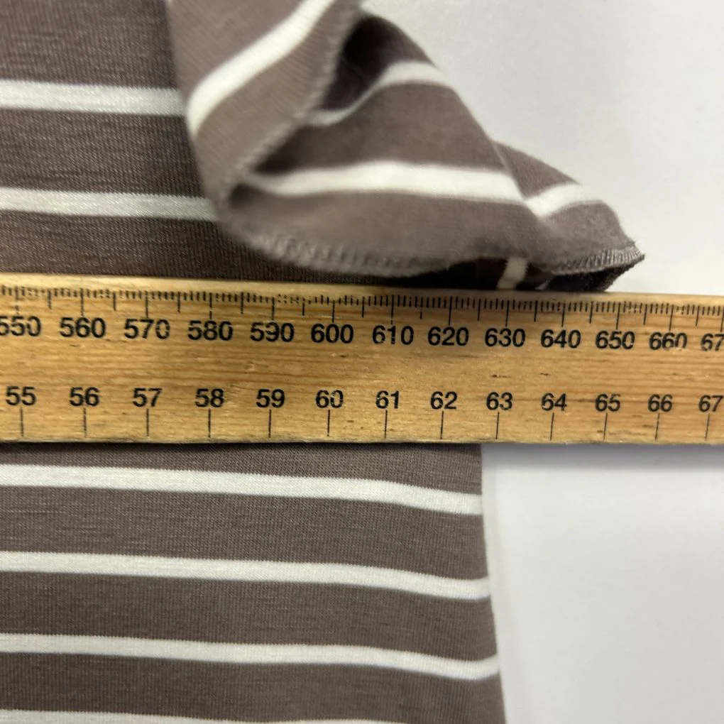 Autograph Brown White Stripe Cotton Flutter Sleeve Top - Size 18/M - Image 6
