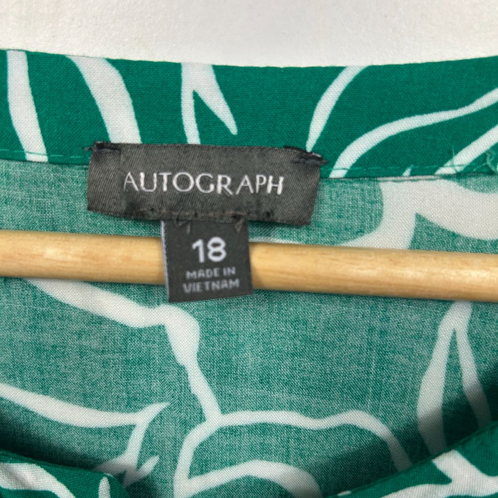 Autograph Green White Abstract Print Top - Size 18 - Image 2