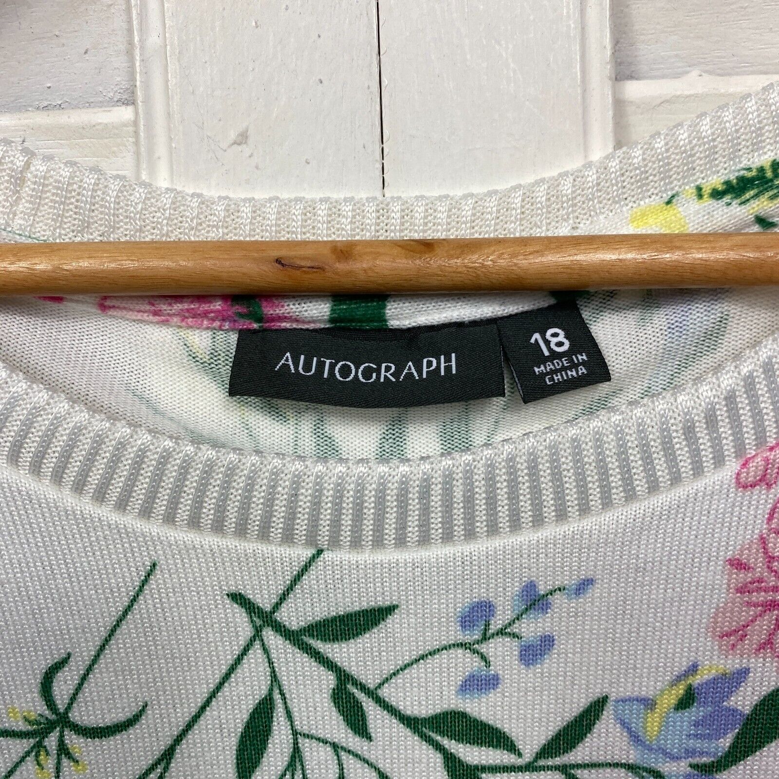 Autograph Knit Top Sweater 18 Floral White Multicoloured Long Sleeve - Image 4