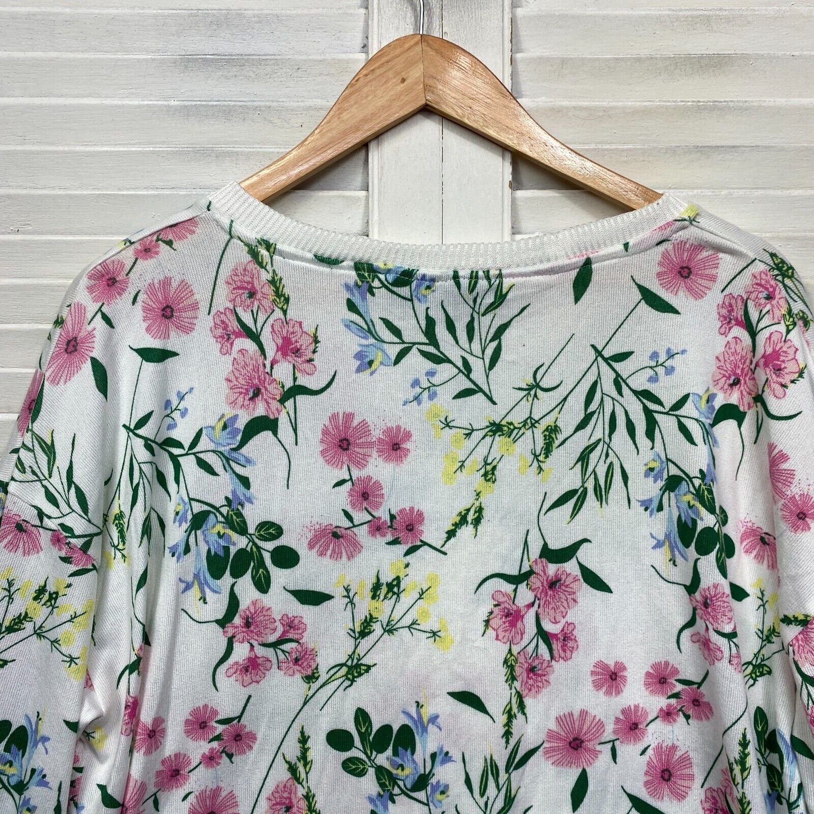 Autograph Knit Top Sweater 18 Floral White Multicoloured Long Sleeve - Image 6