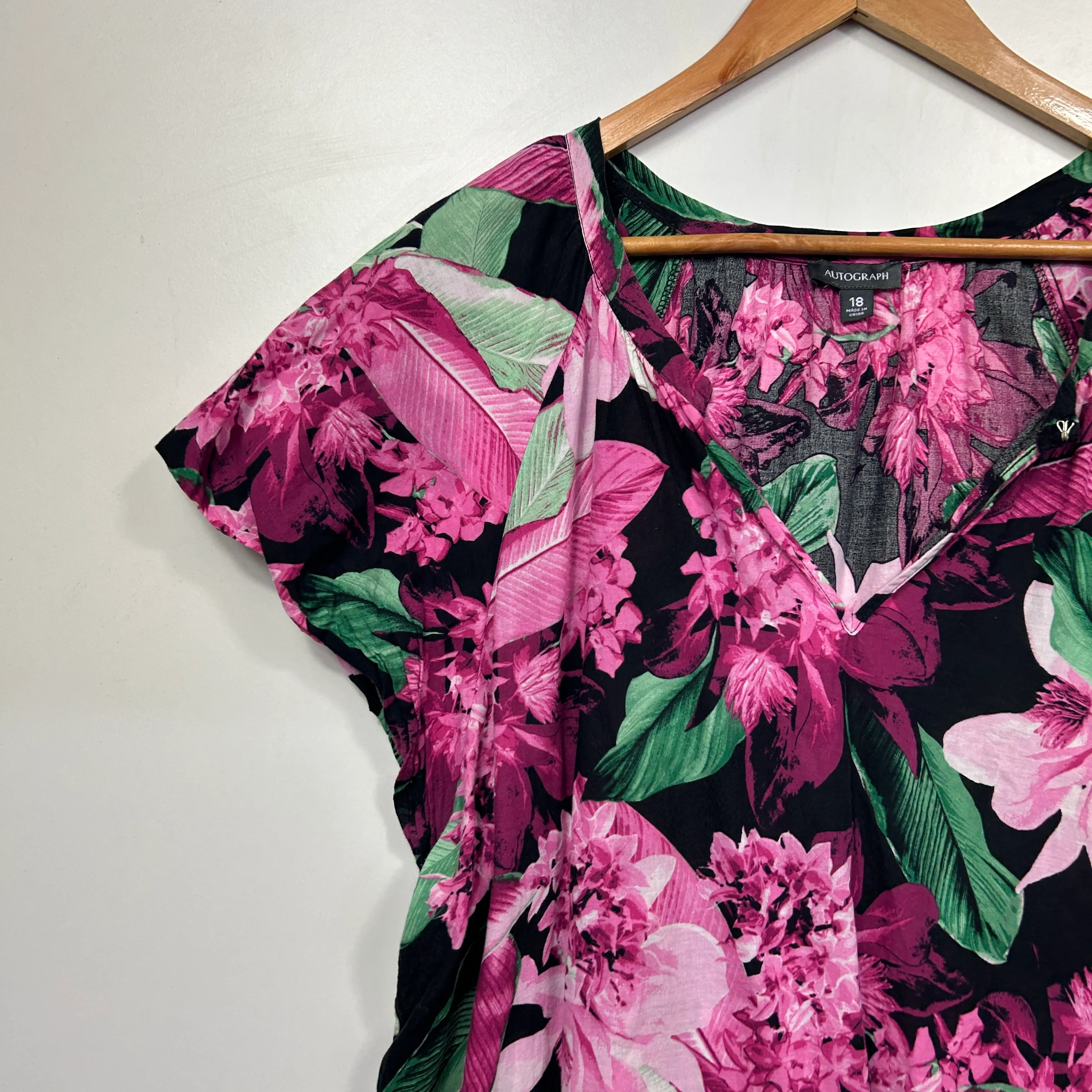 Autograph Multicoloured Cotton Floral Top - Size 18 - Image 2