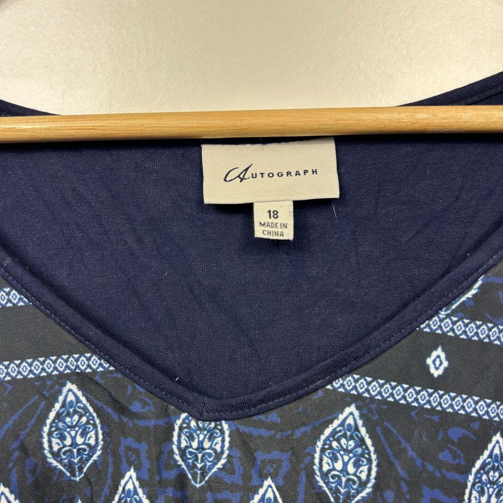 Autograph Navy Paisley Top - Size 18 - Image 2