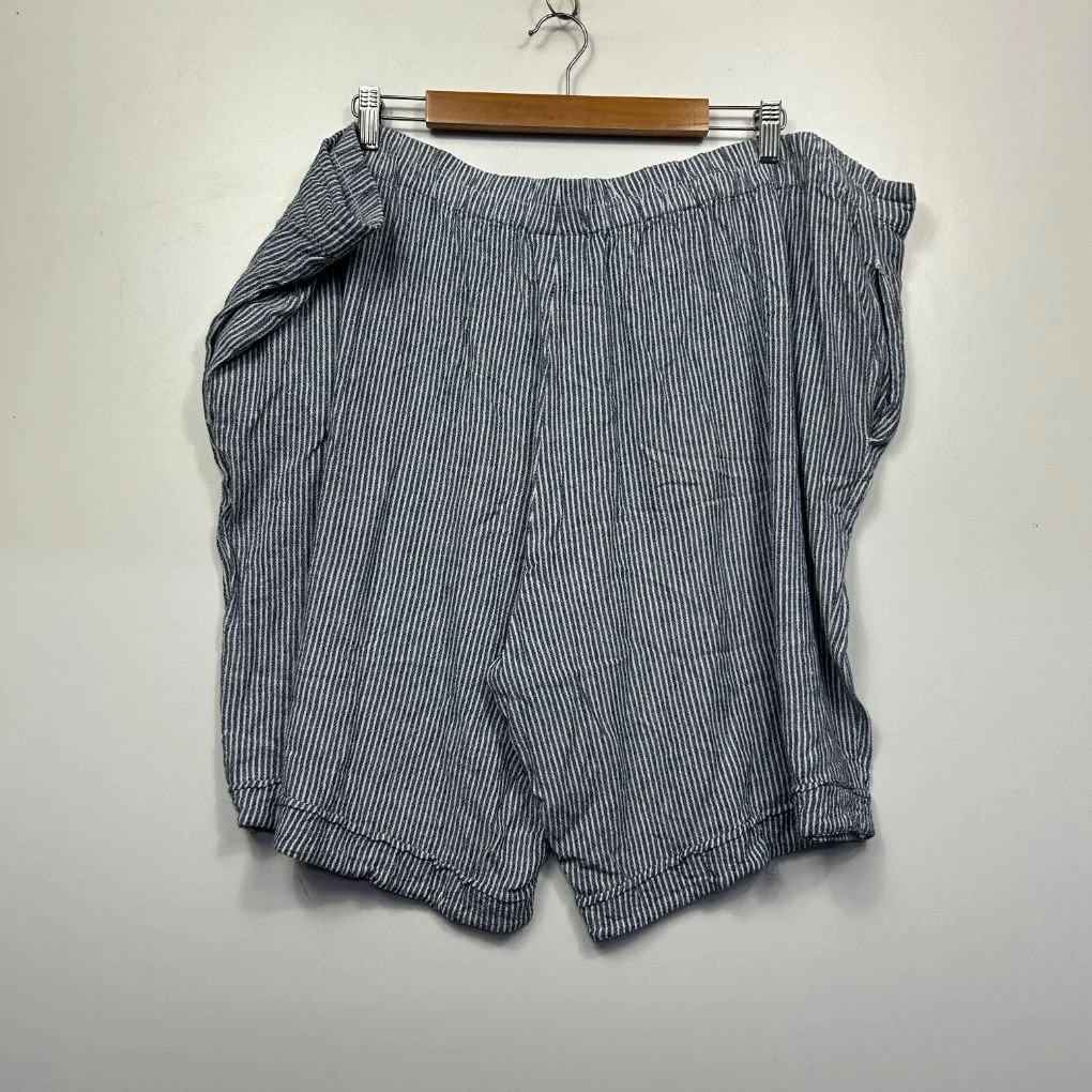 Autograph Navy Striped Shorts - Size 24 - Image 2