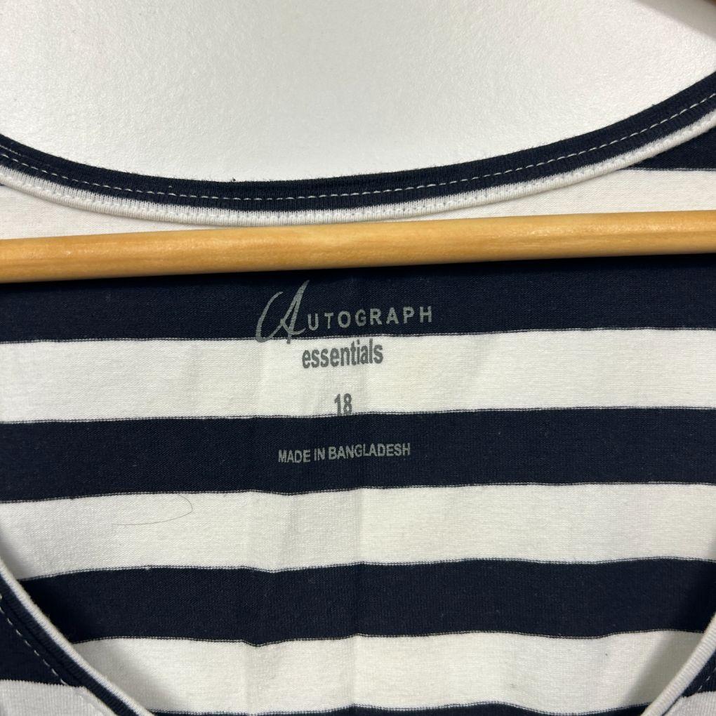 Autograph Navy White Cotton Stripe Singlet - Size 18 - Image 2